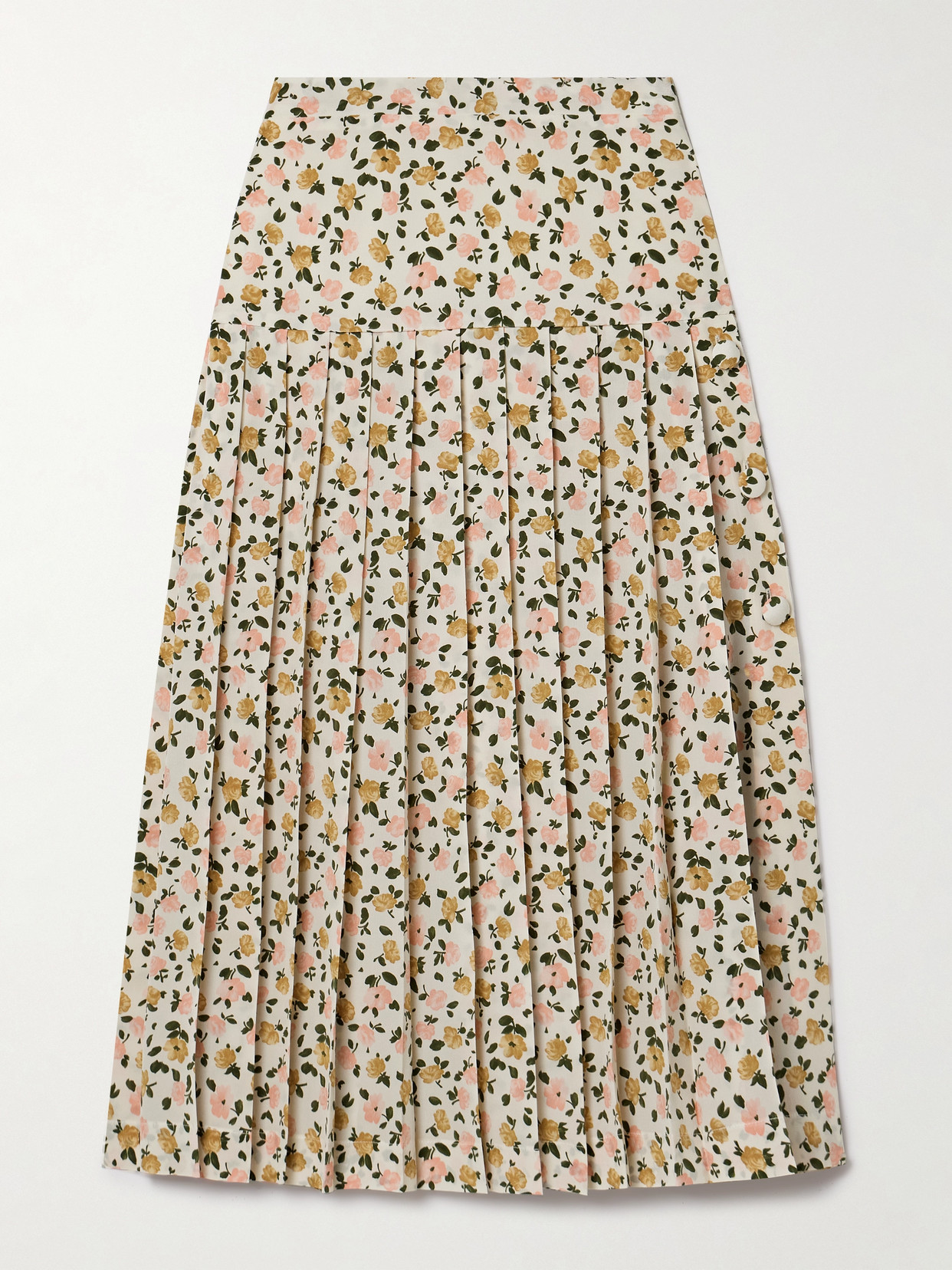 Alessandra Rich - Pleated Floral-print Silk-crepe Midi Skirt - Multi