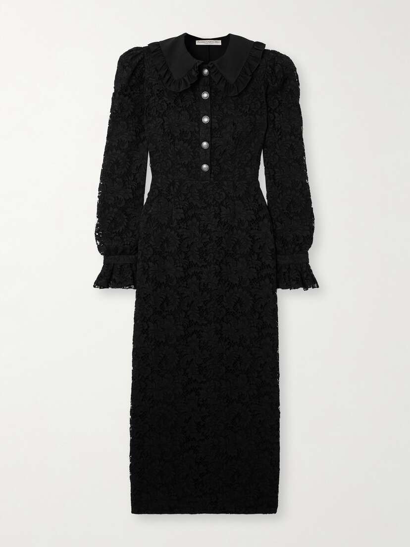 Alessandra Rich Ruffled Silk-trimmed Corded Lace Maxi Dress