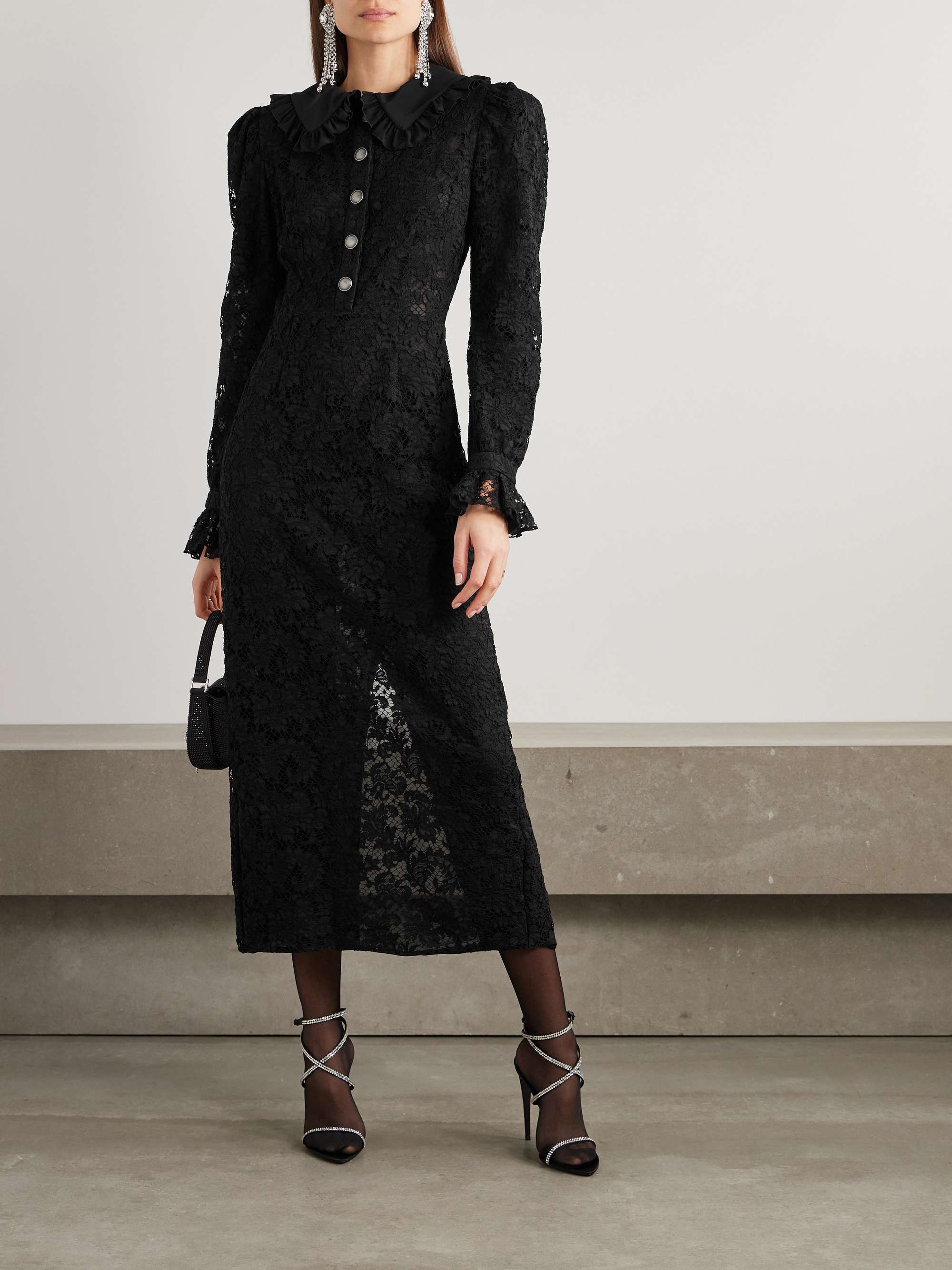 ALESSANDRA RICH Ruffled silk-trimmed corded lace maxi dress | NET-A-PORTER