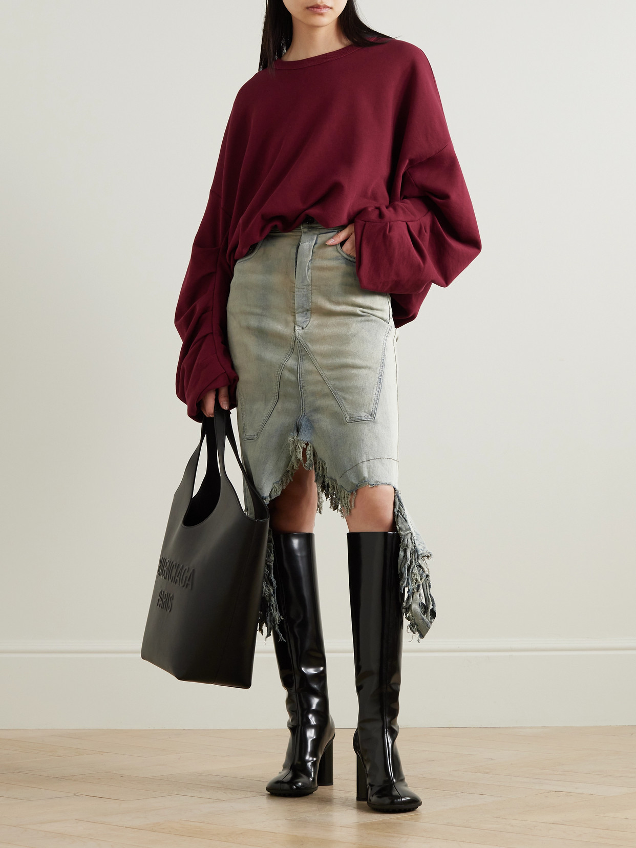 Distressed Denim Midi