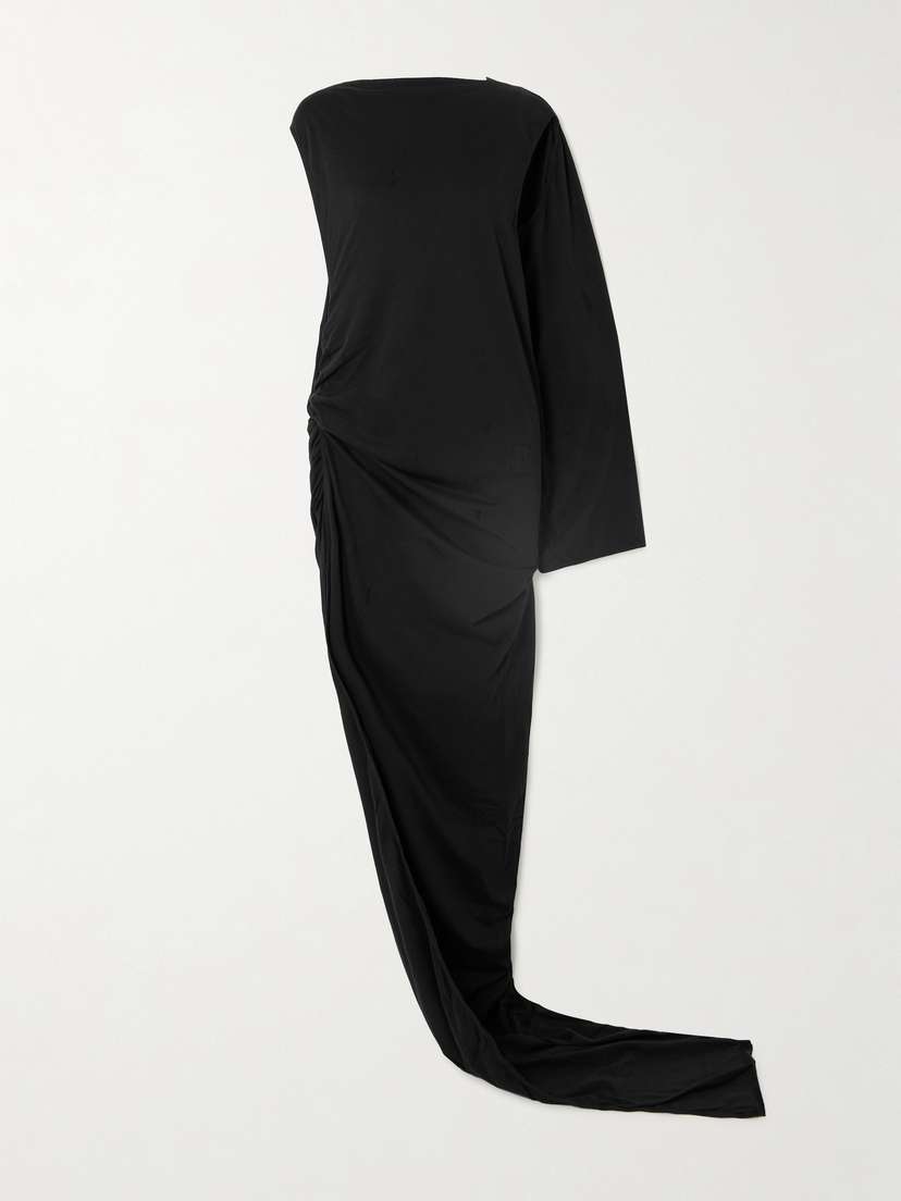 Rick Owens Edfu One-sleeve Draped Asymmetric Cutout Cotton-jersey Gown