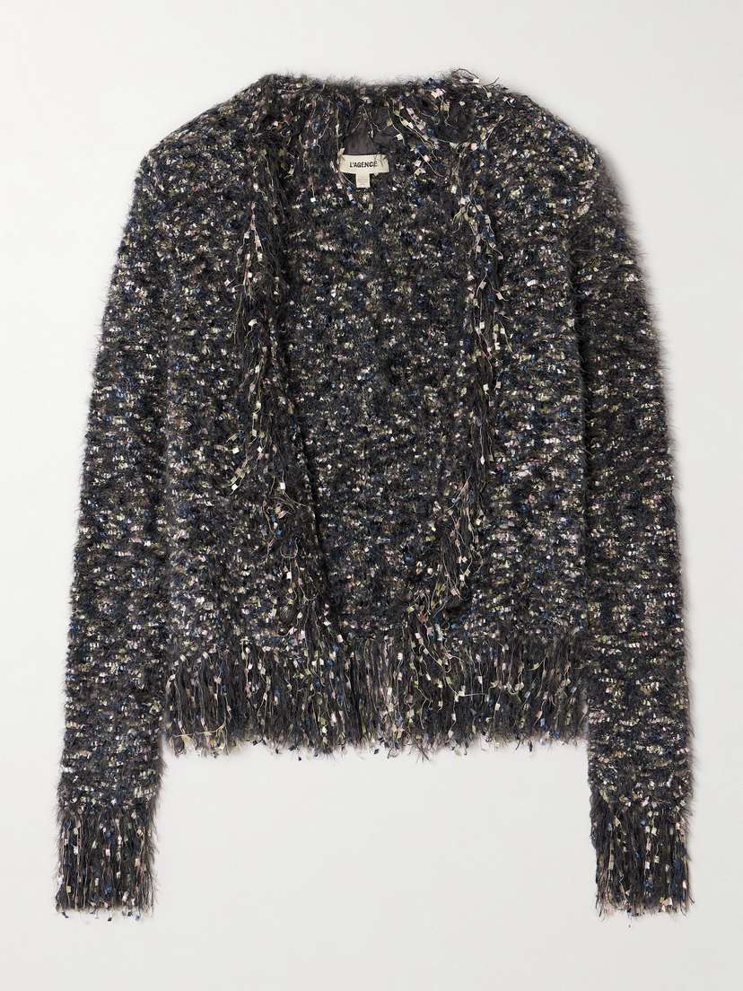 L'Agence Azure Tweed Cardigan - x large
