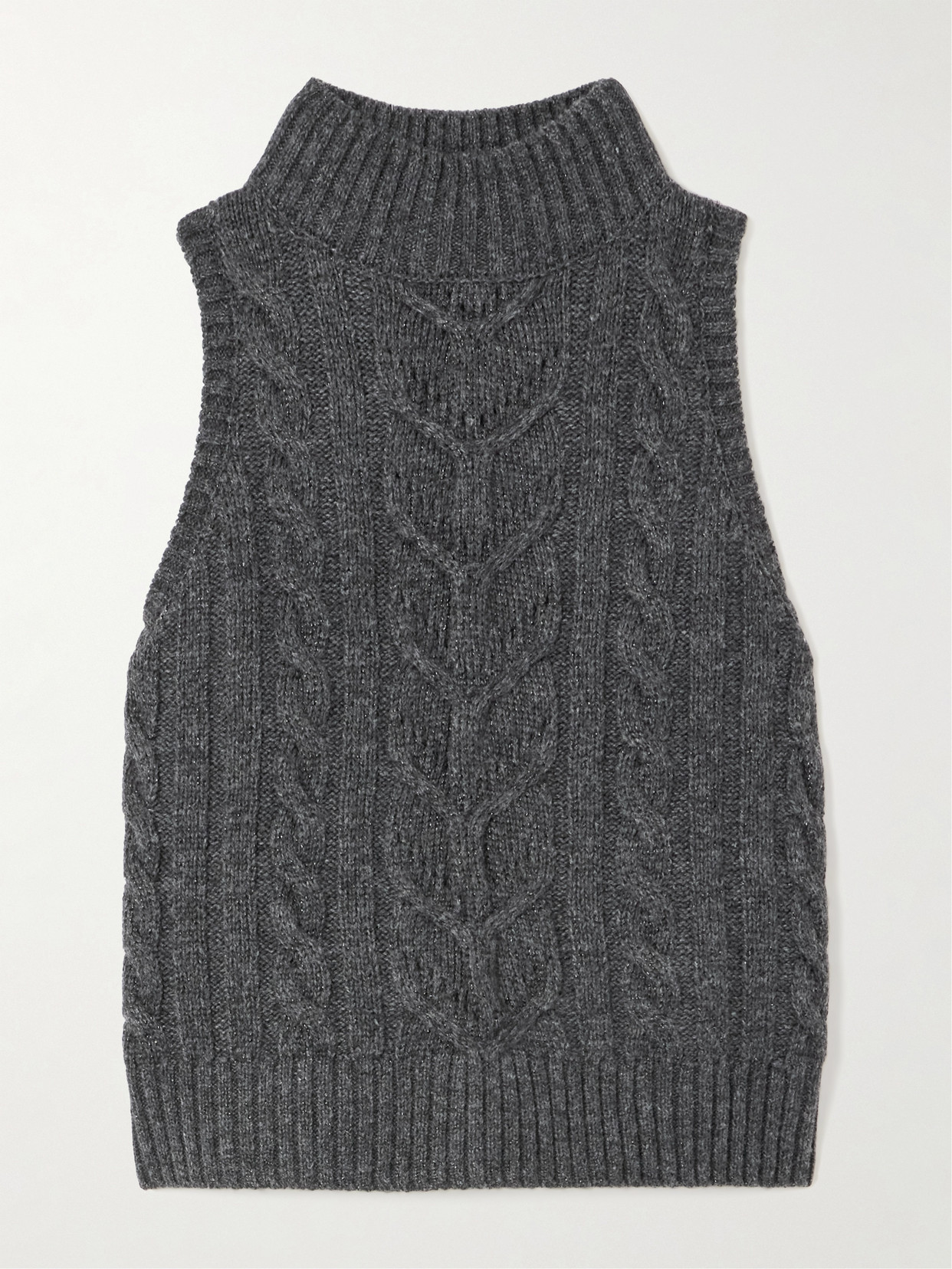 L'Agence - Bellini Metallic Cable-knit Sweater - Gray