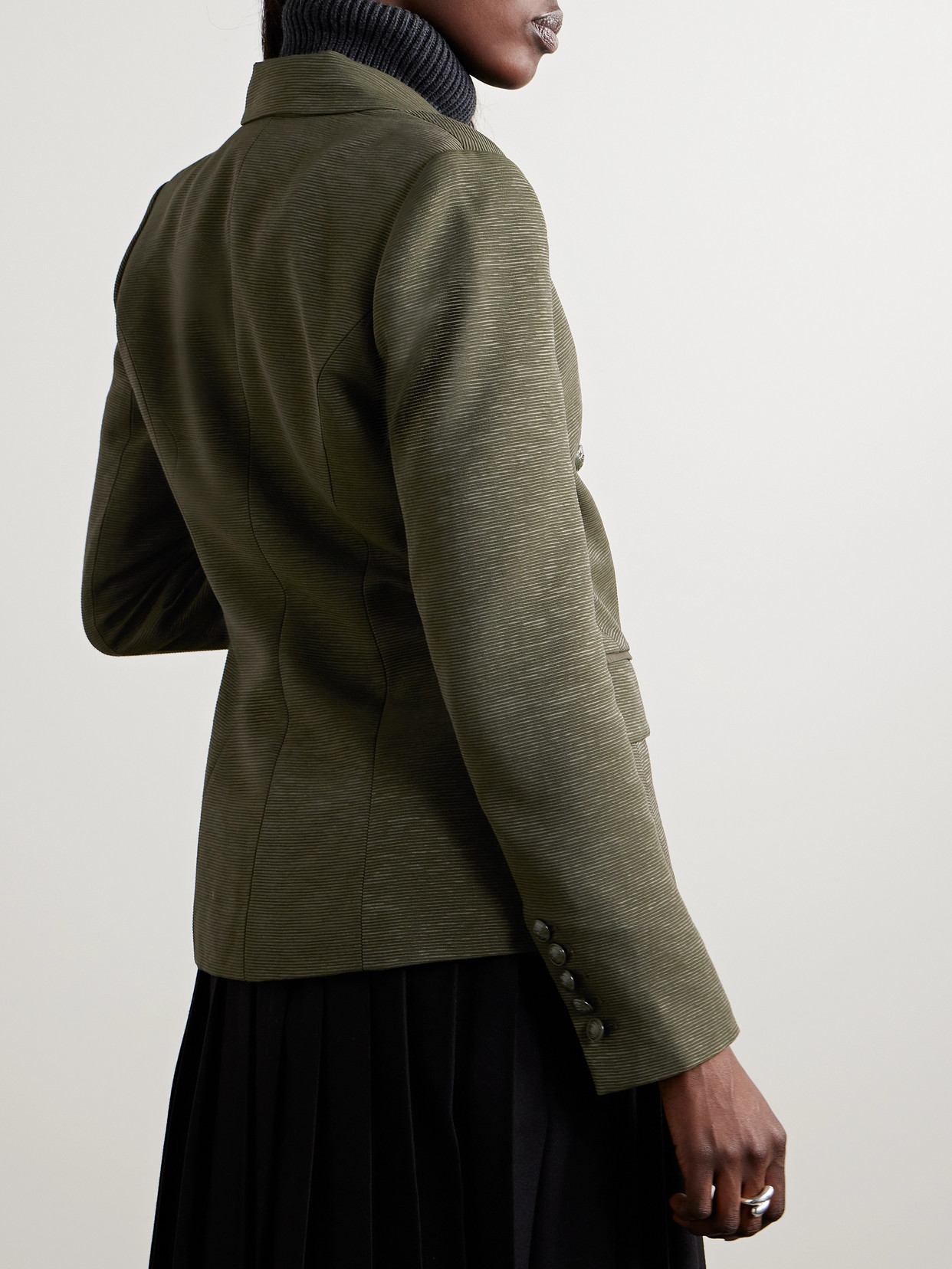 L'agence Kenzie Double-breasted Faille Blazer In Green