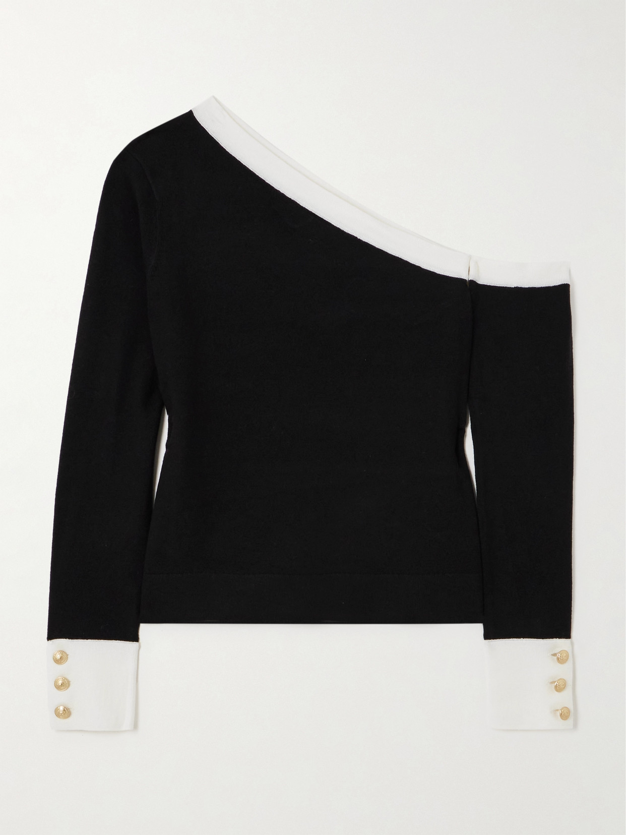 L'Agence - Maeva One-shoulder Knitted Sweater - Black