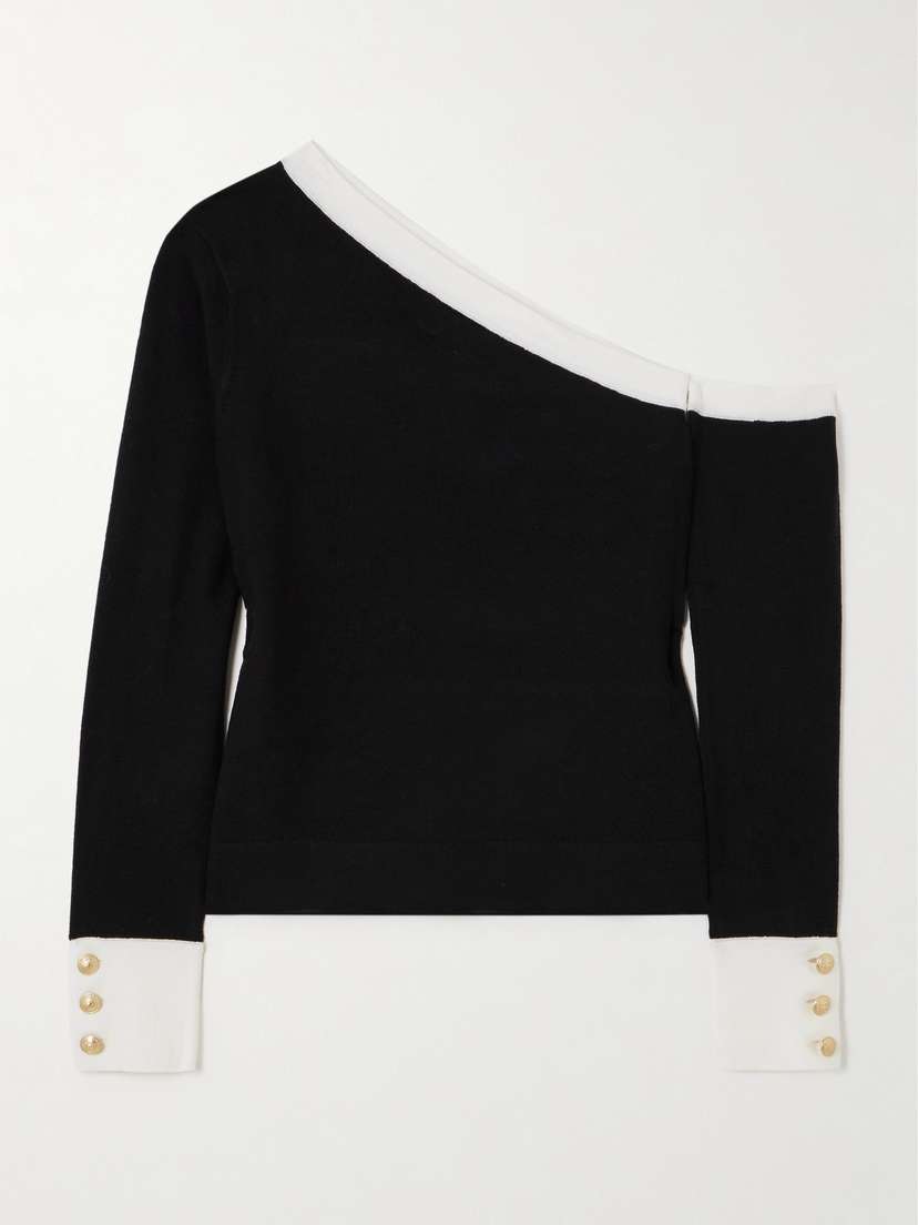 L'Agence Maeva One-shoulder Knitted Sweater