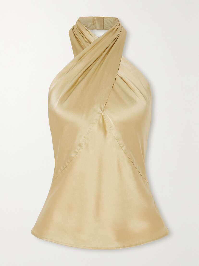 L'Agence Letitia Silk-charmeuse Halterneck Top