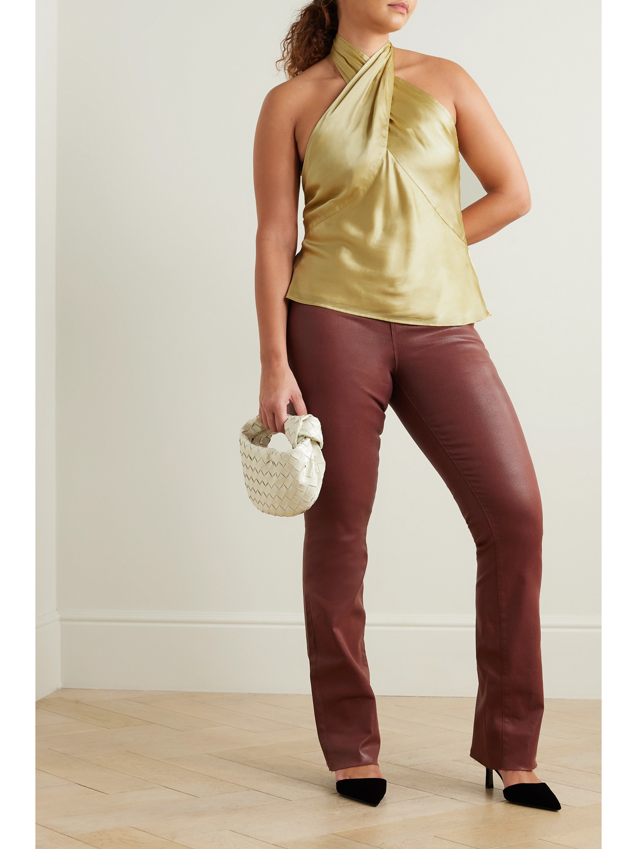Letitia Silk-Charmeuse Halterneck Top