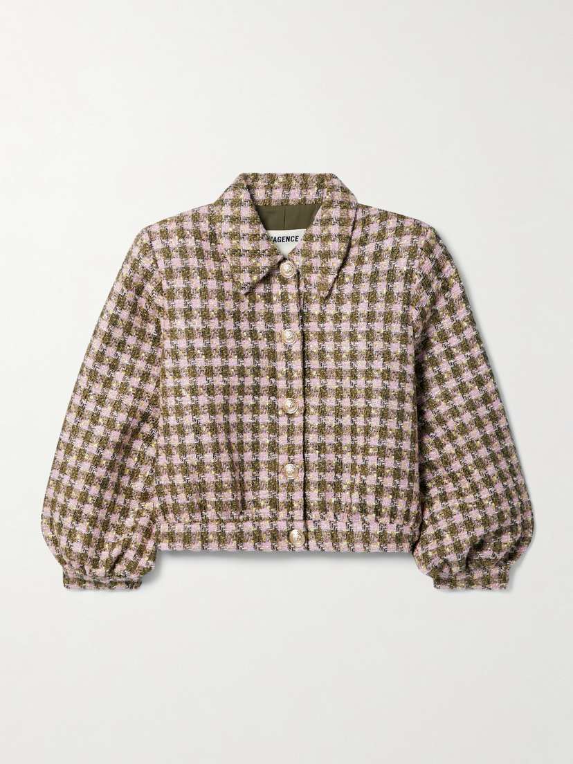 L'Agence Bridges Cropped Metallic Tweed Jacket