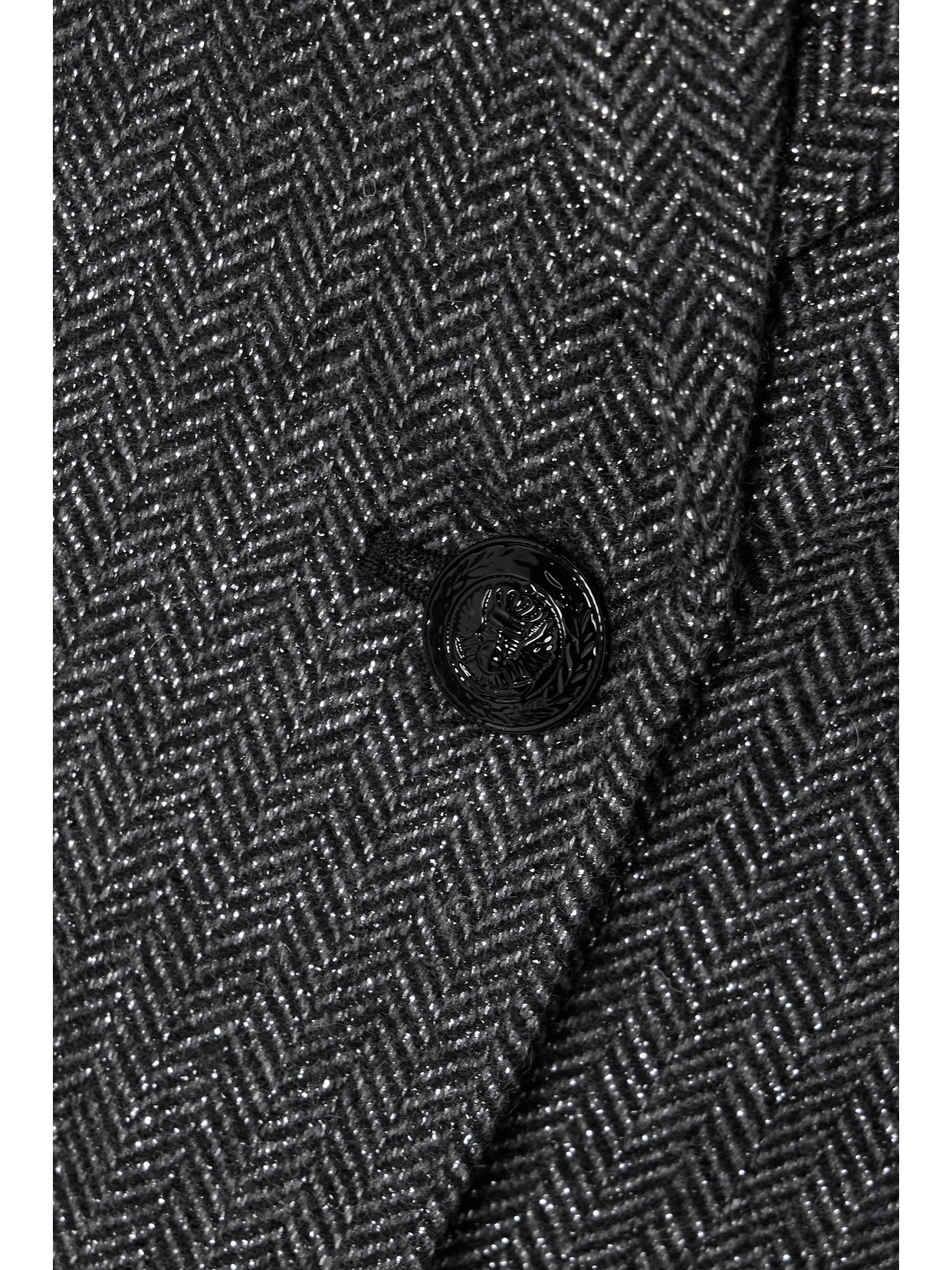 Shop L Agence Chamberlain Metallic Herringbone Wool-blend Blazer In Gray