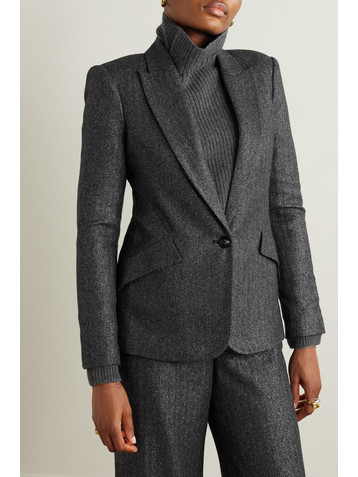 L'AGENCE Chamberlain metallic herringbone wool-blend blazer