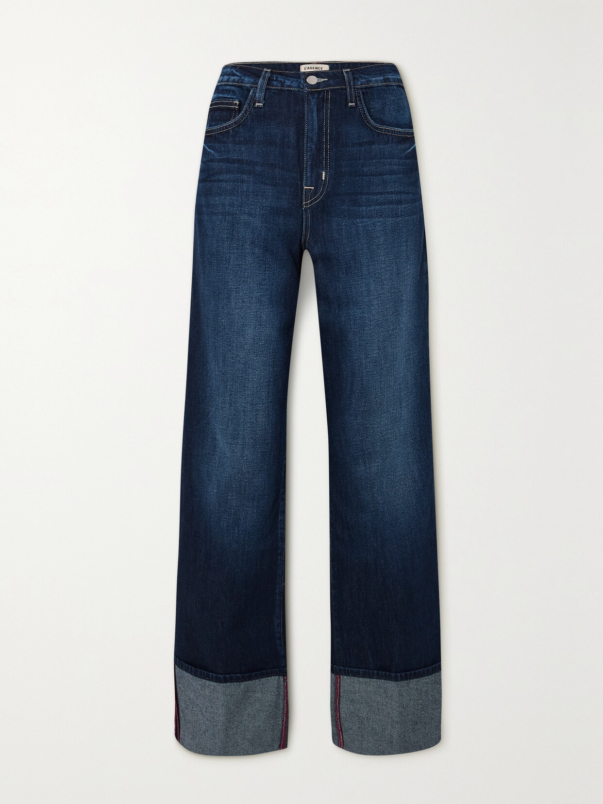 Shop L Agence Miley High-rise Straight-leg Jeans In Blue