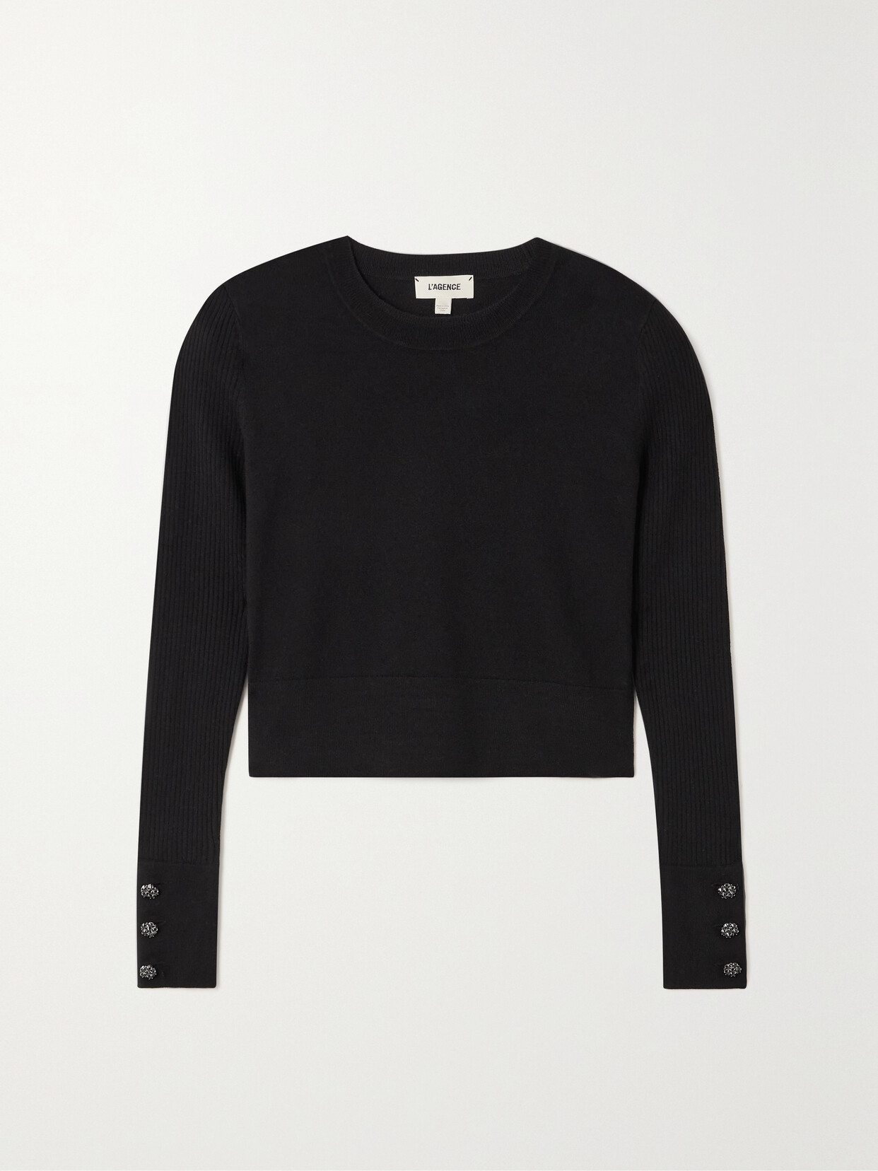 L Agence Sky Cropped Knitted Top In Black