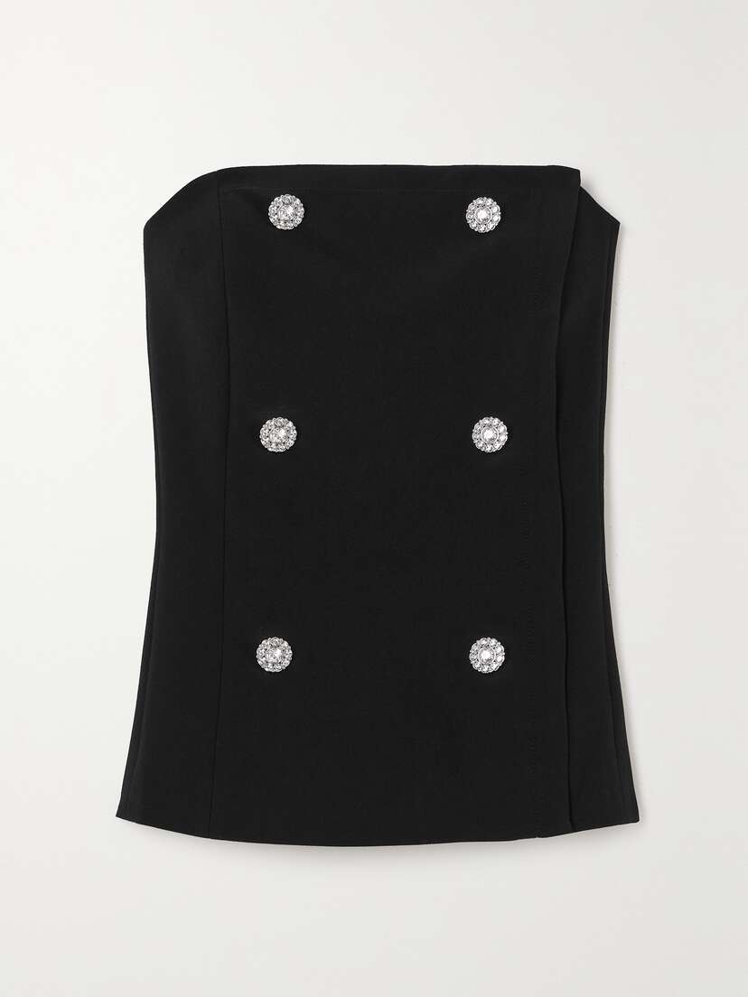 L'Agence Fay Strapless Crystal-embellished Woven Bustier Top