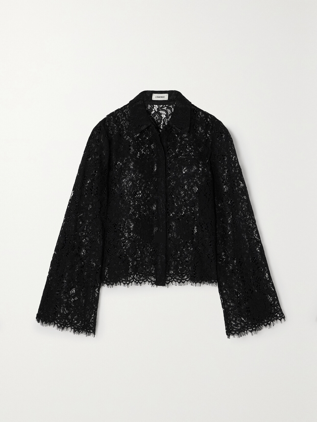 Shop L Agence Carter Guipure Lace Shirt In Black