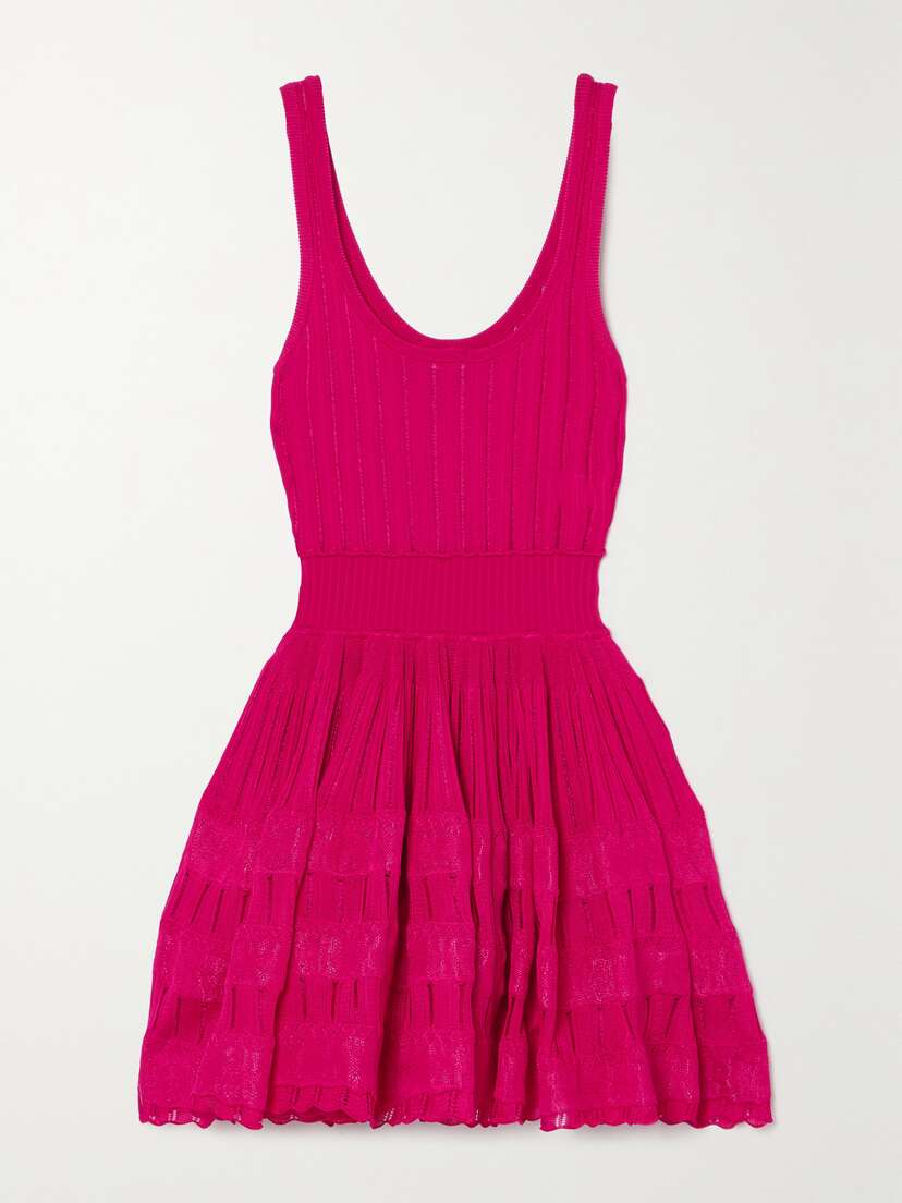 Alaïa Archetypes Ribbed Pointelle-knit Mini Dress
