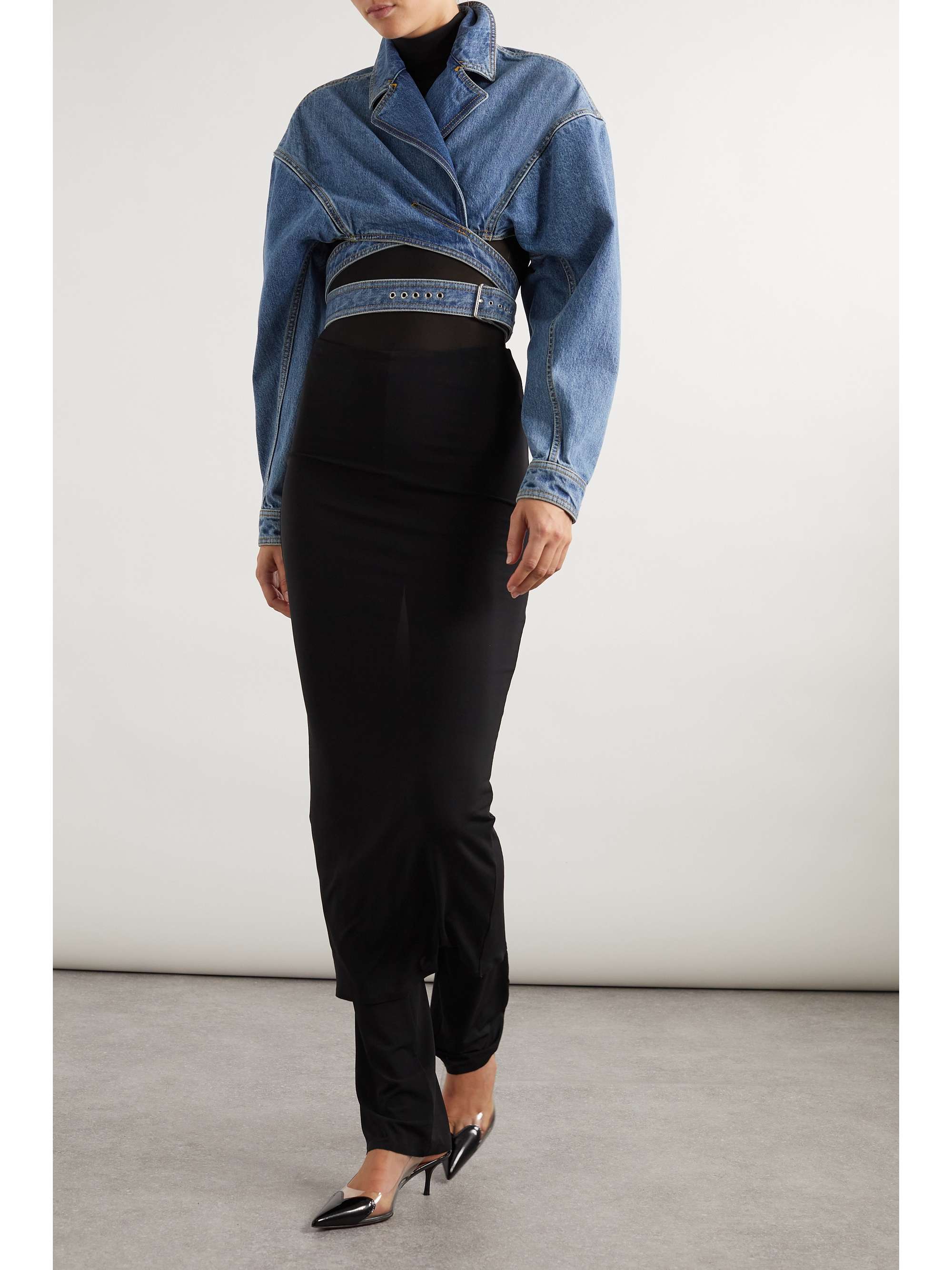 Archetypes cropped wrap-effect denim jacket