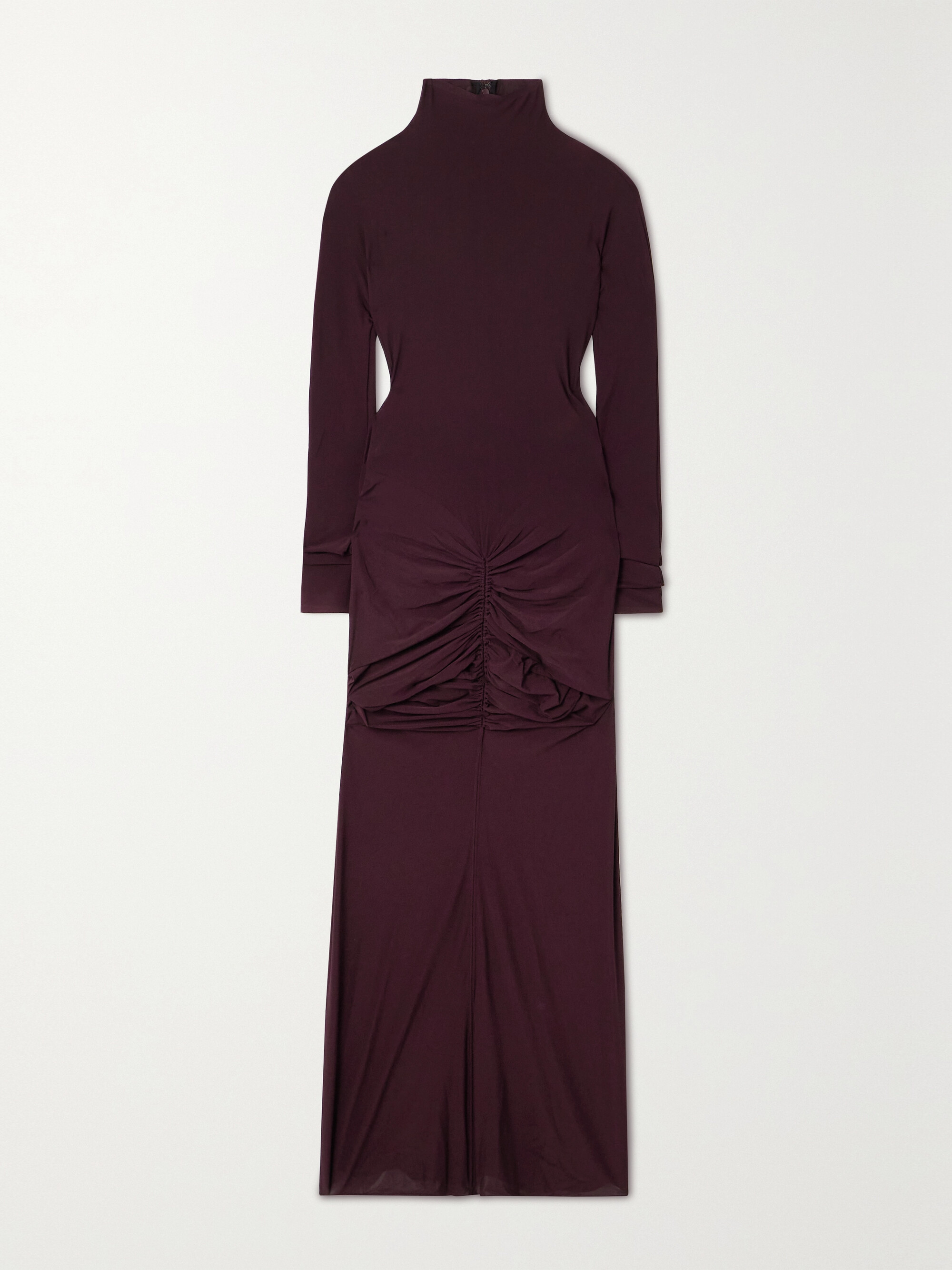 Alaïa Archetypes ruched stretch-jersey turtleneck midi dress
