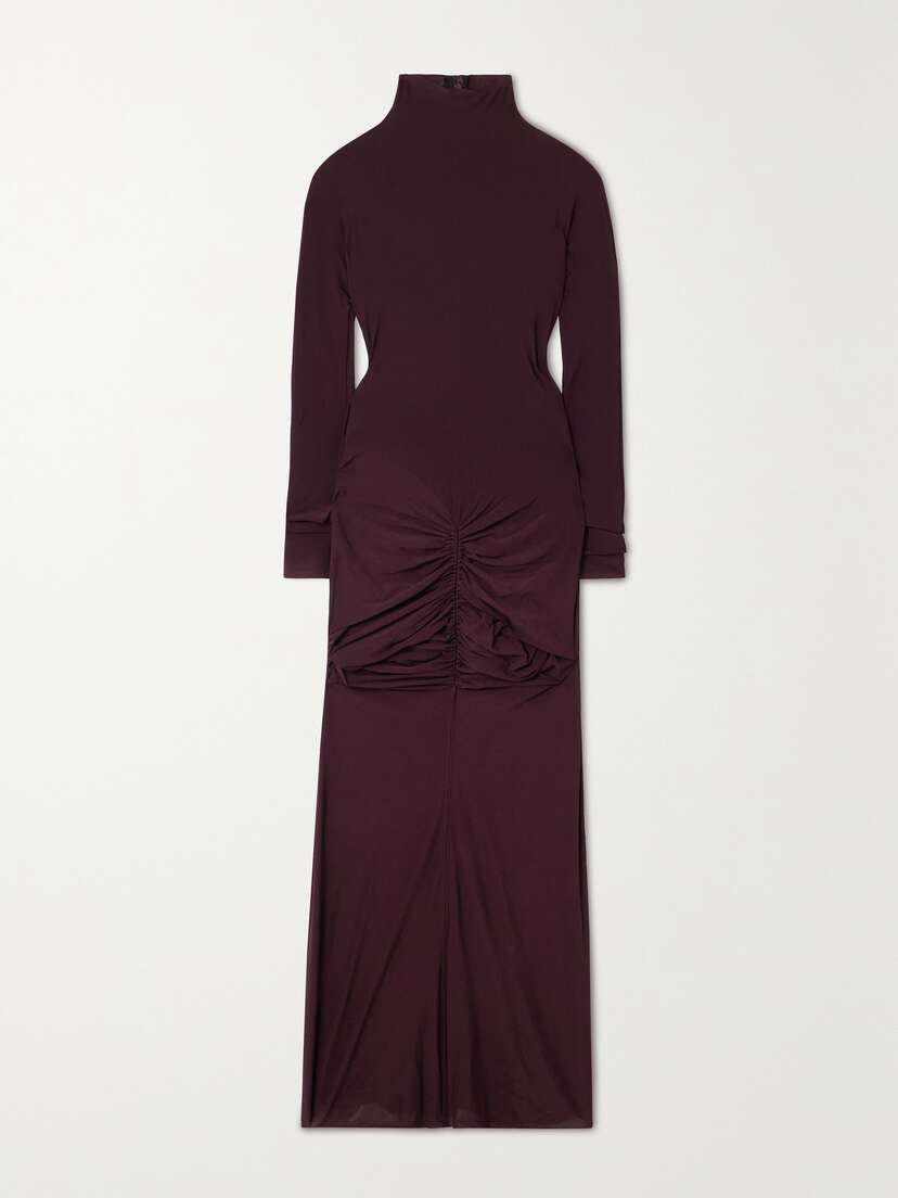 Alaïa Archetypes Ruched Stretch-jersey Turtleneck Midi Dress