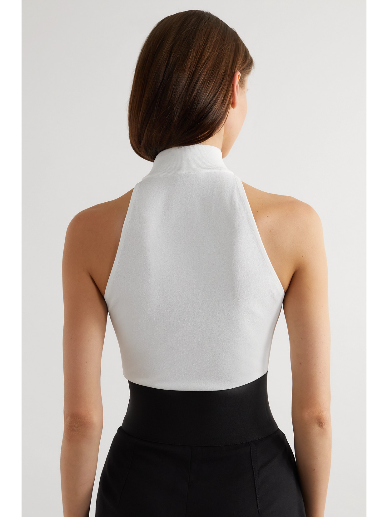 Alaïa Archetypes Stretch-crepe Mock-neck Bodysuit In White