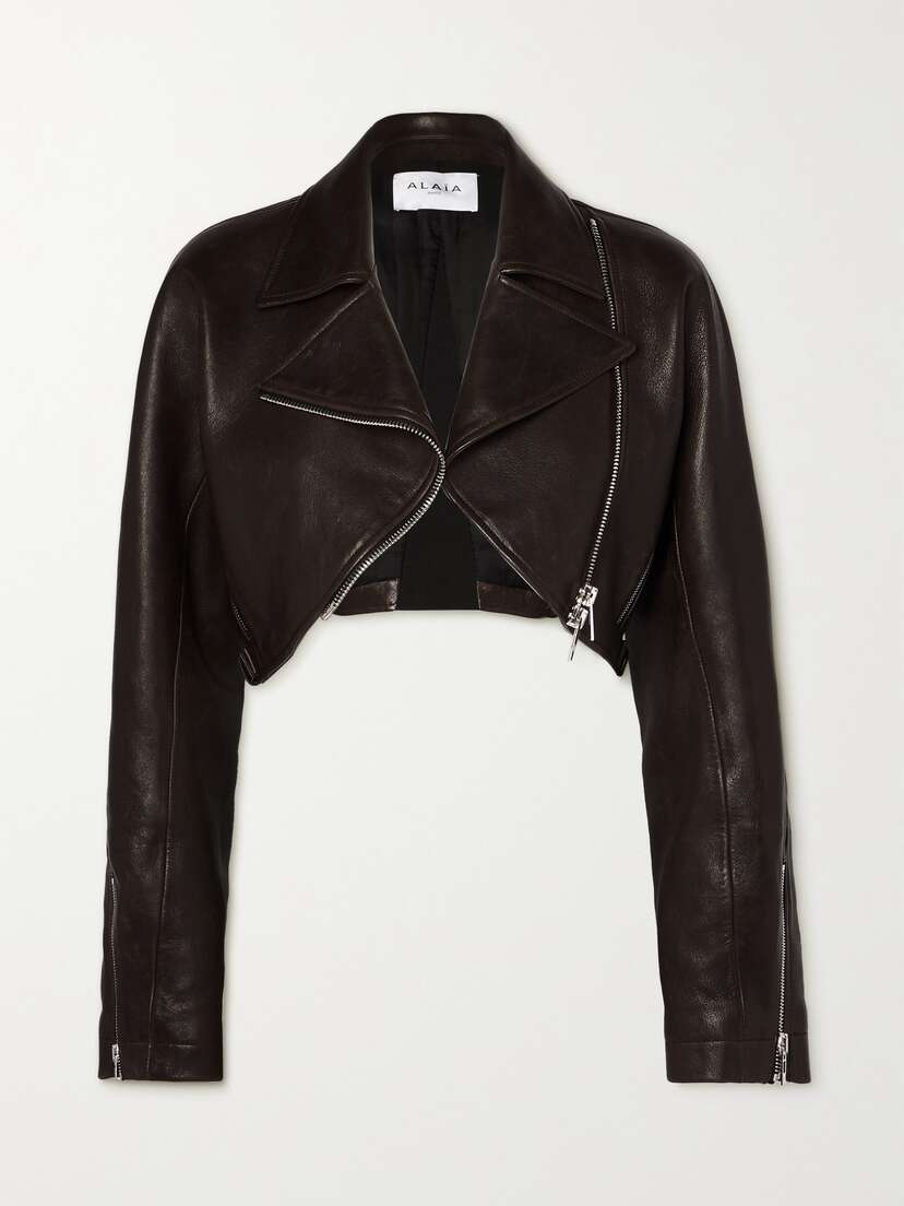 Alaïa Archetypes Cropped Asymmetric Leather Biker Jacket