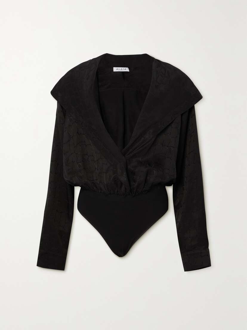 Alaïa Archetypes Hooded Satin-jacquard Bodysuit
