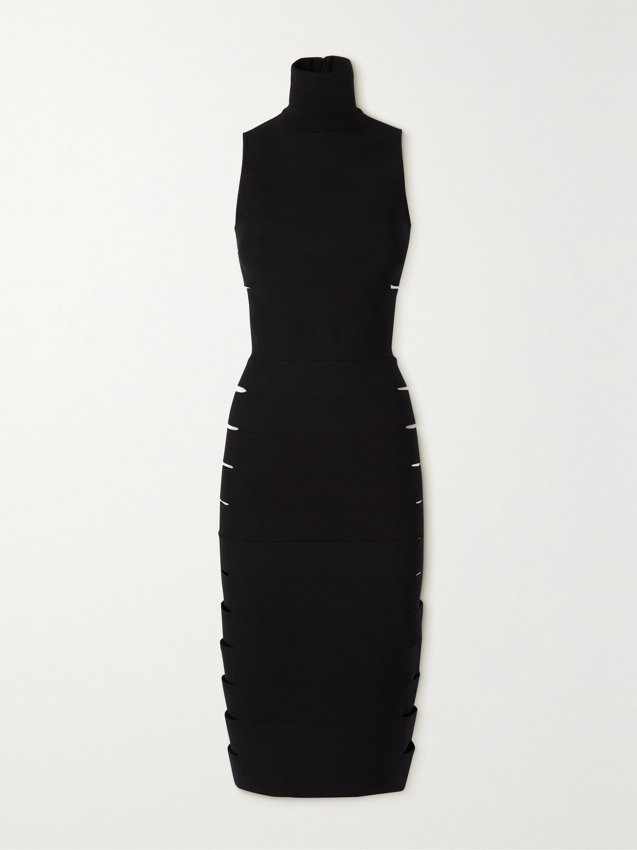 ALAÏA ARCHETYPES CUTOUT STRETCH-KNIT TURTLENECK MIDI DRESS