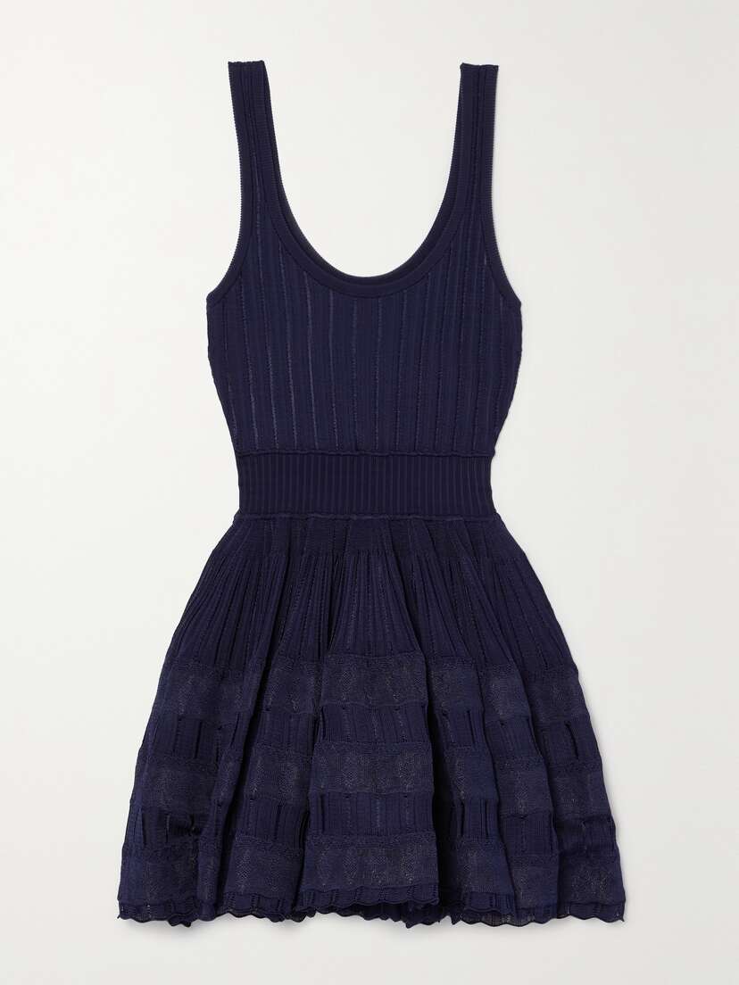 Alaïa Archetypes Ribbed Pointelle-knit Mini Dress