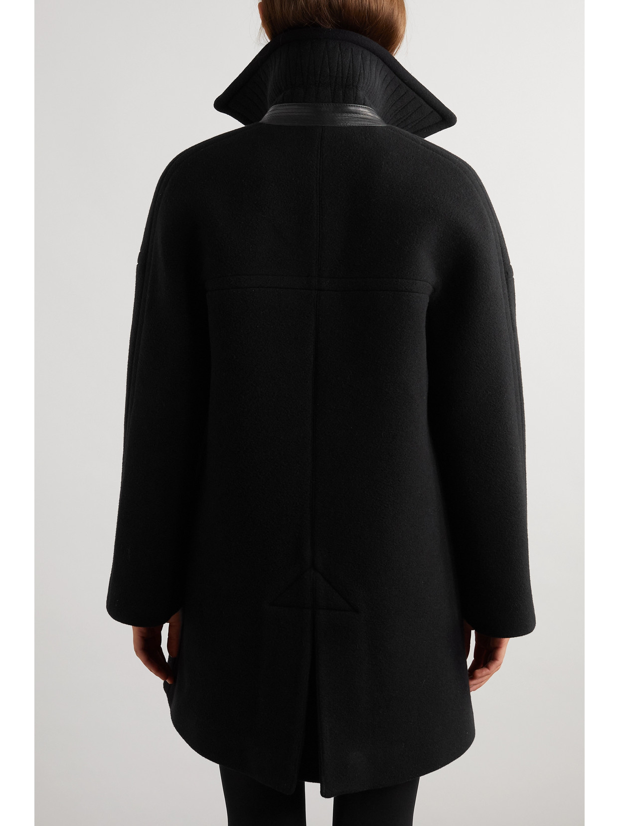 Alaïa Archetypes Leather-trimmed Wool-blend Coat In Black