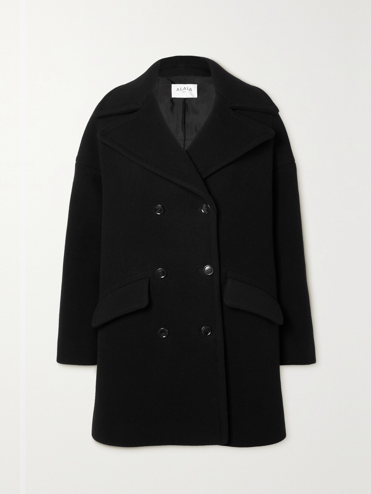 Alaïa Archetypes Leather-trimmed Wool-blend Coat In Black