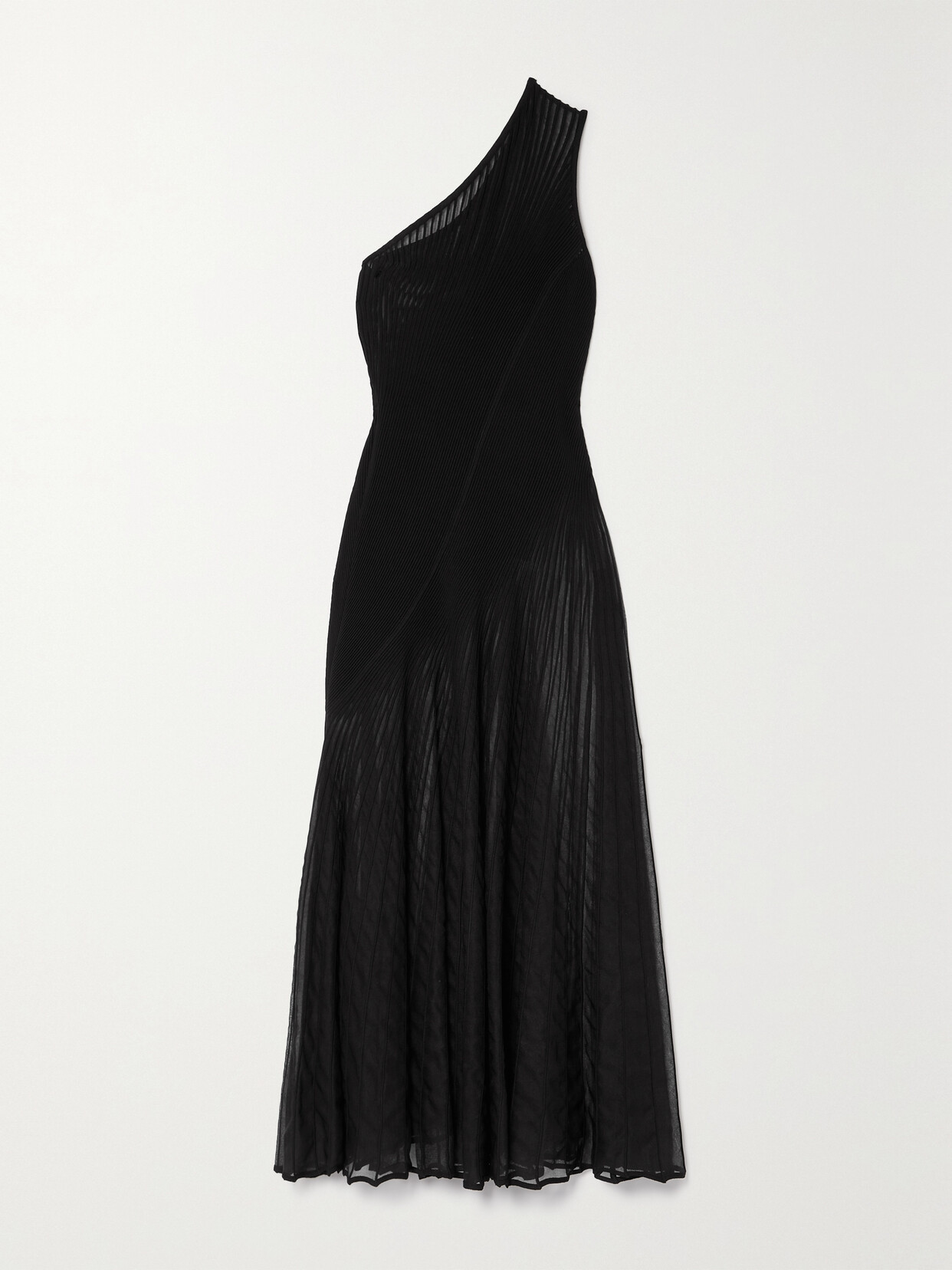 Alaïa Archetypes Asymmetric One-shoulder Ribbed-knit Midi Dress In Black