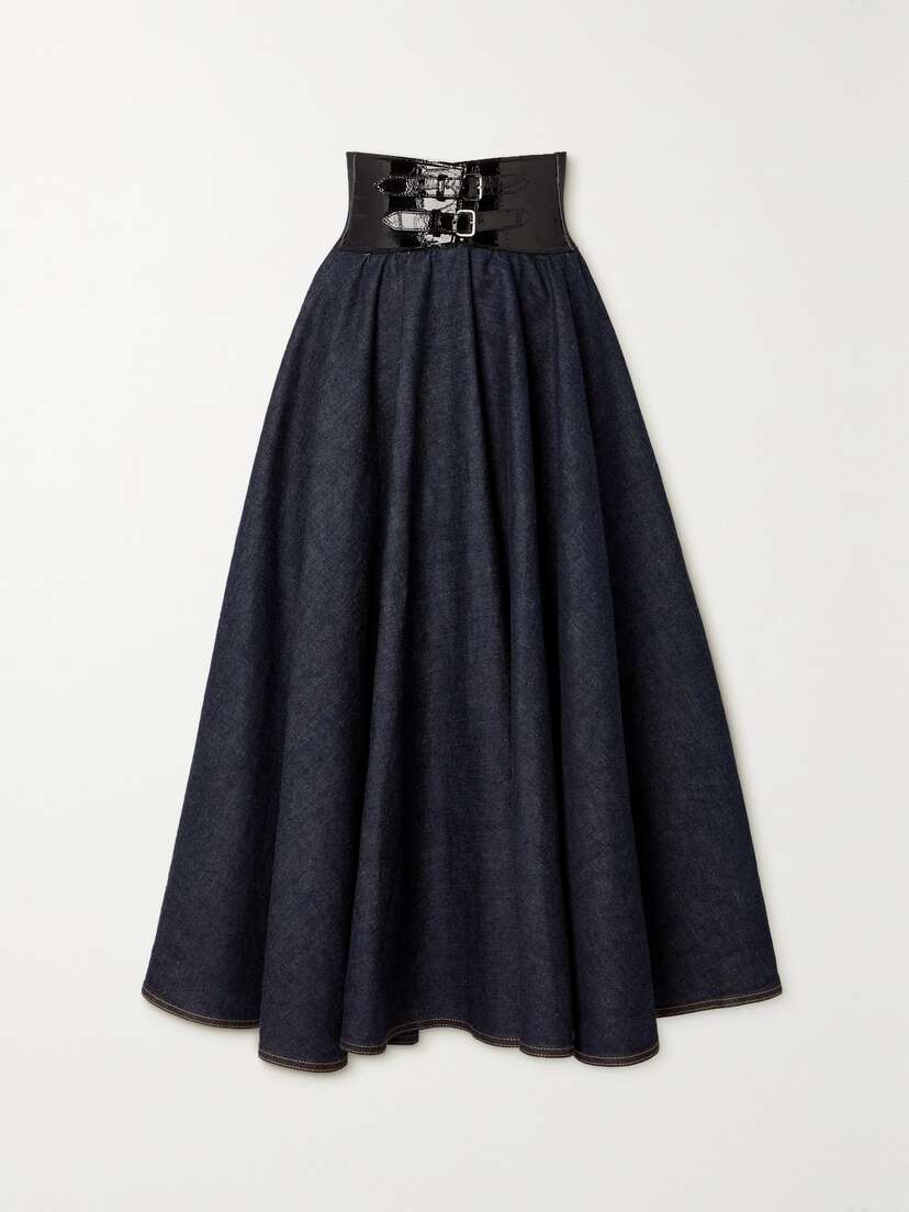 Alaïa Archetypes Belted Denim Midi Skirt