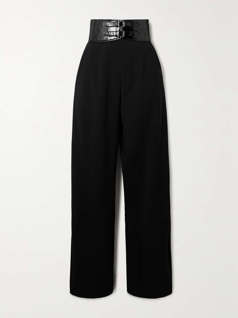 Alaïa Archetypes Belted Wool-blend Gabardine Wide-leg Pants