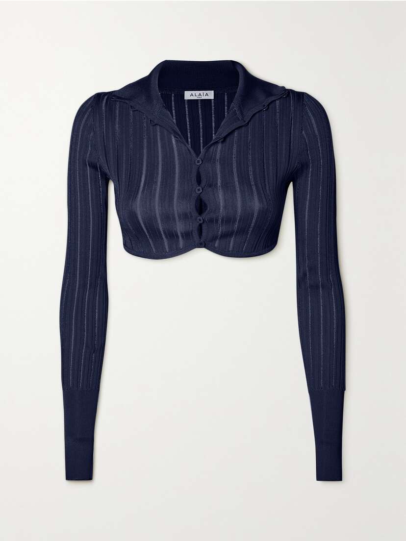 Alaïa Archetypes Cropped Ribbed-knit Cardigan