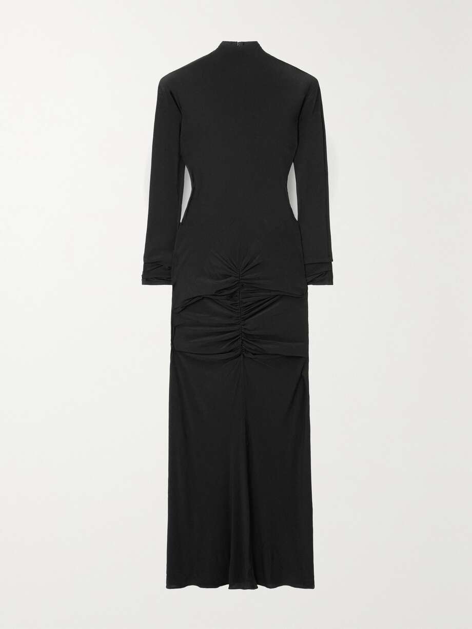 archetypes draped stretch-mesh midi dress