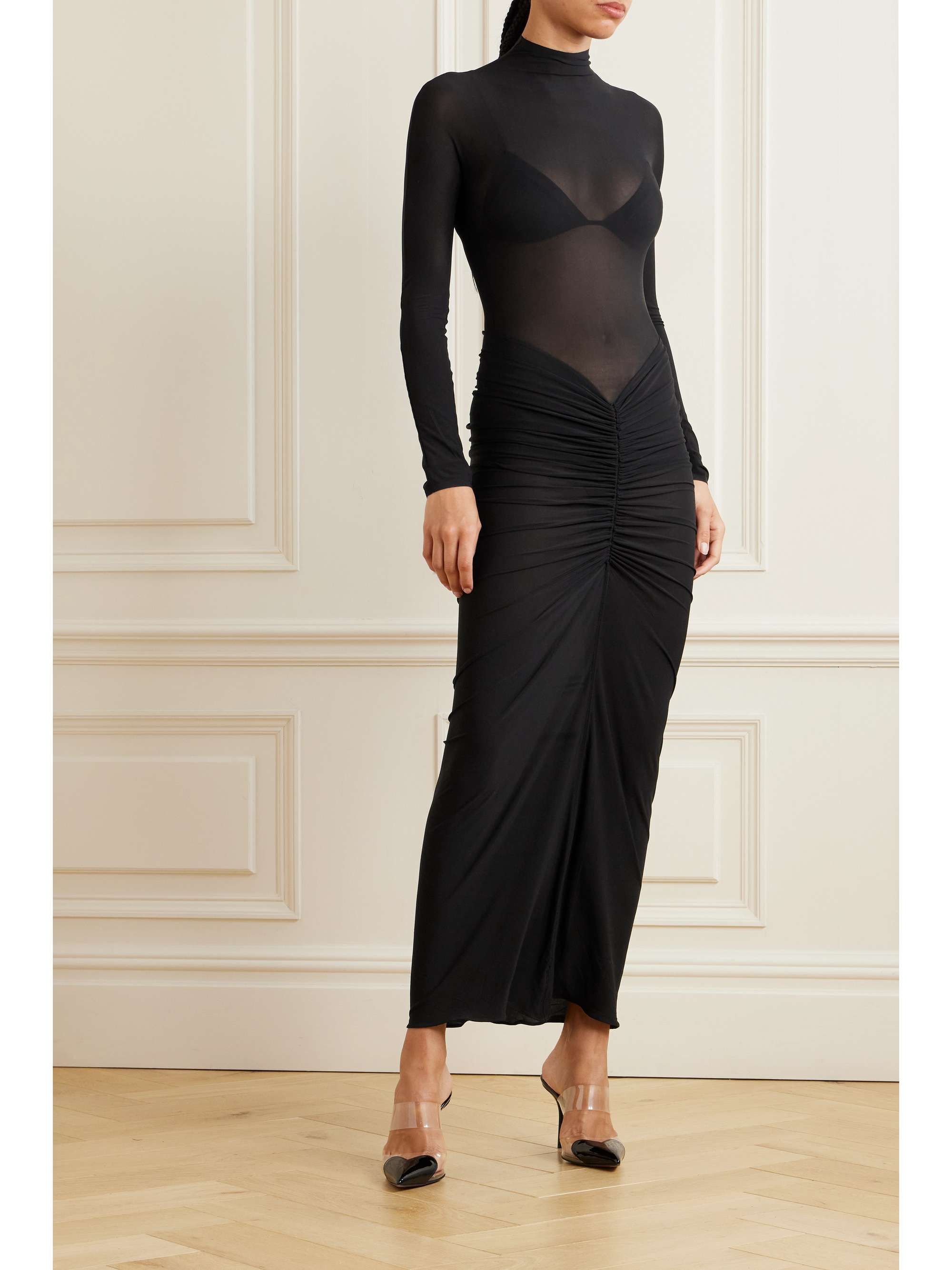 ALAÏA Archetypes draped stretch-mesh midi dress