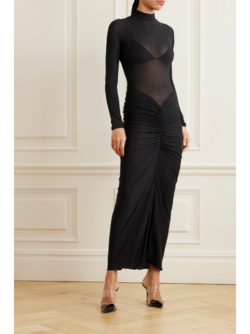 Alaïa Archetypes draped stretch-mesh midi dress