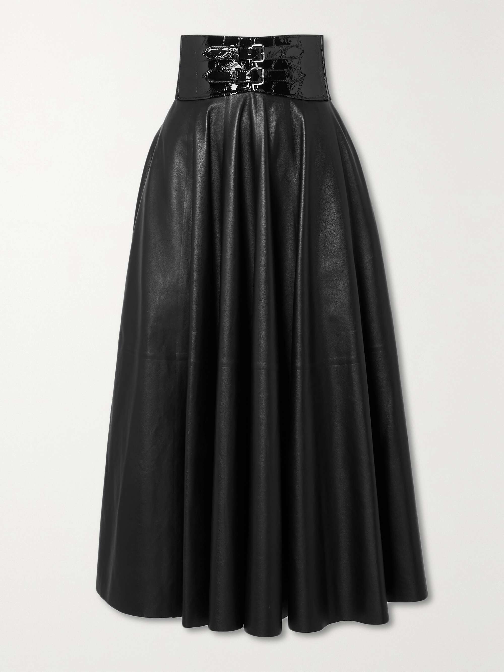 Alaia pleated sales leather skirt