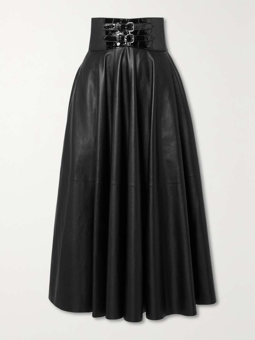 Alaïa Archetypes Belted Leather Midi Skirt
