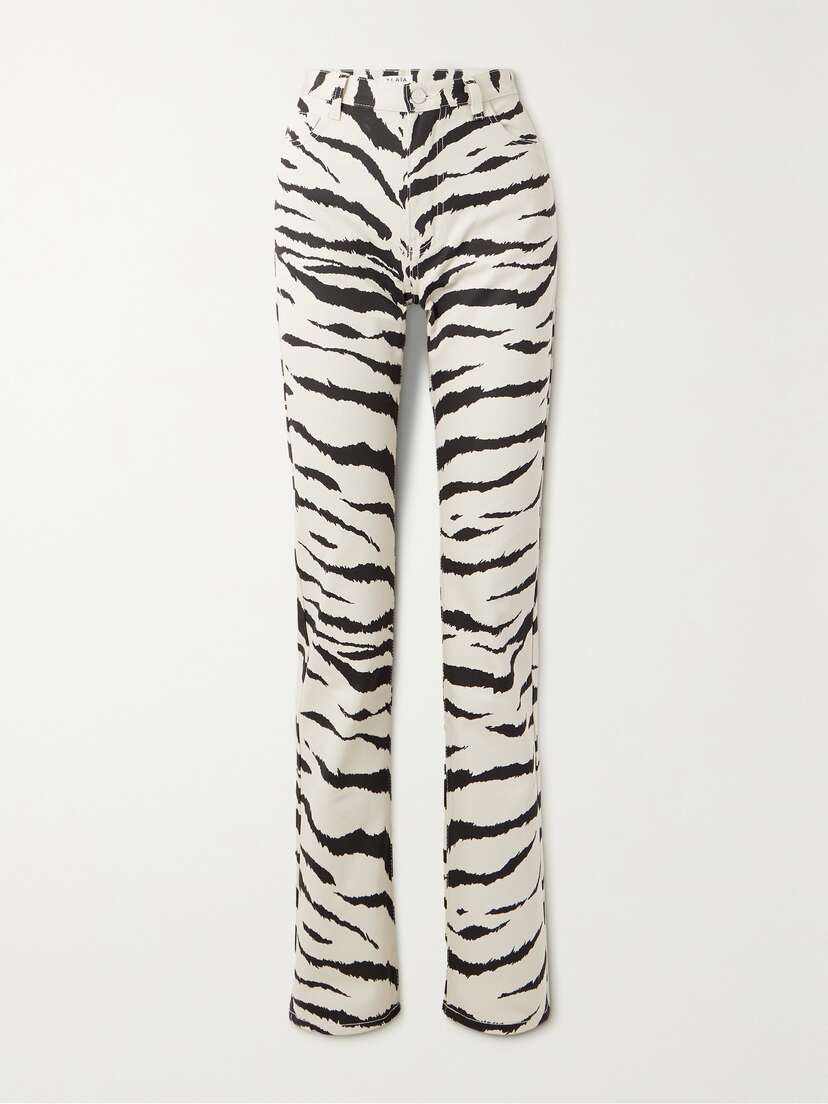 Alaïa Archetypes Zebra-print High-rise Straight-leg Jeans
