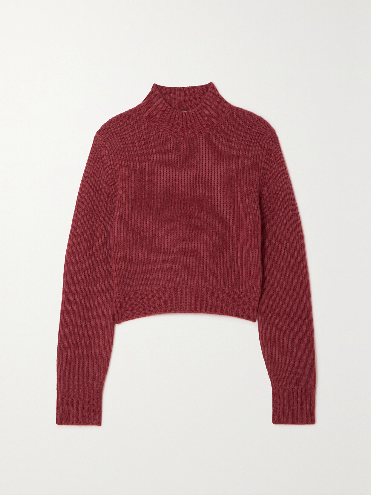 Le Kasha Chiba Cropped Ribbed Organic Cashmere Sweater In Red