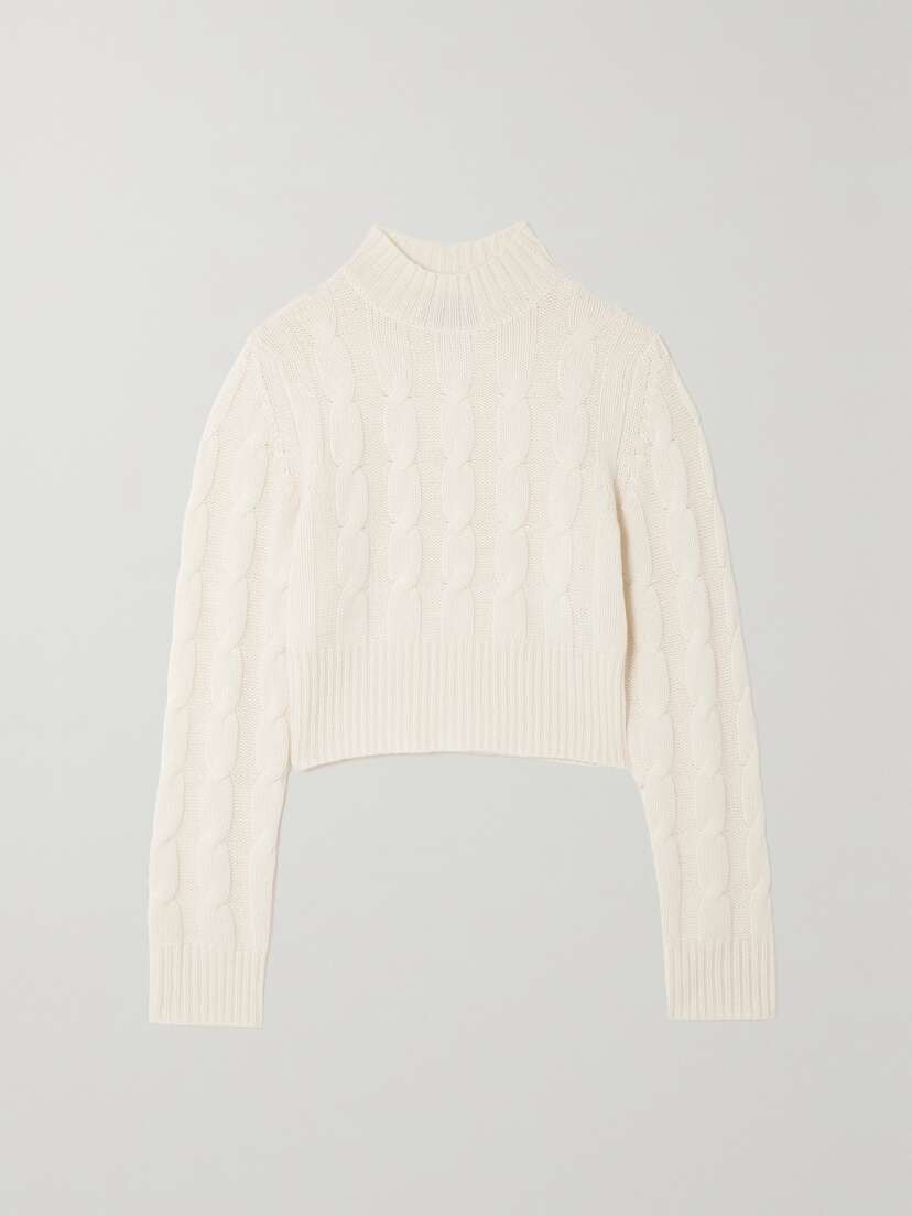 Le Kasha Murano Cropped Cable-knit Organic Cashmere Turtleneck Sweater