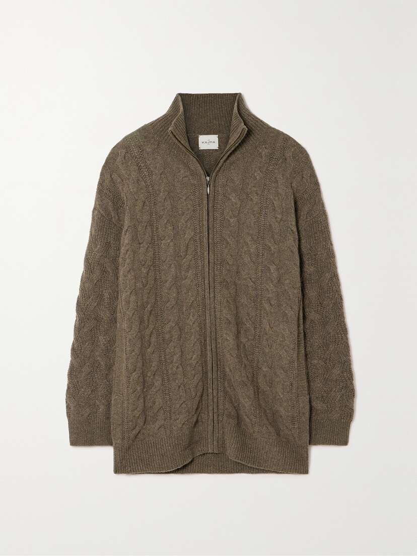 Le Kasha Akita Cable-knit Organic Cashmere Cardigan