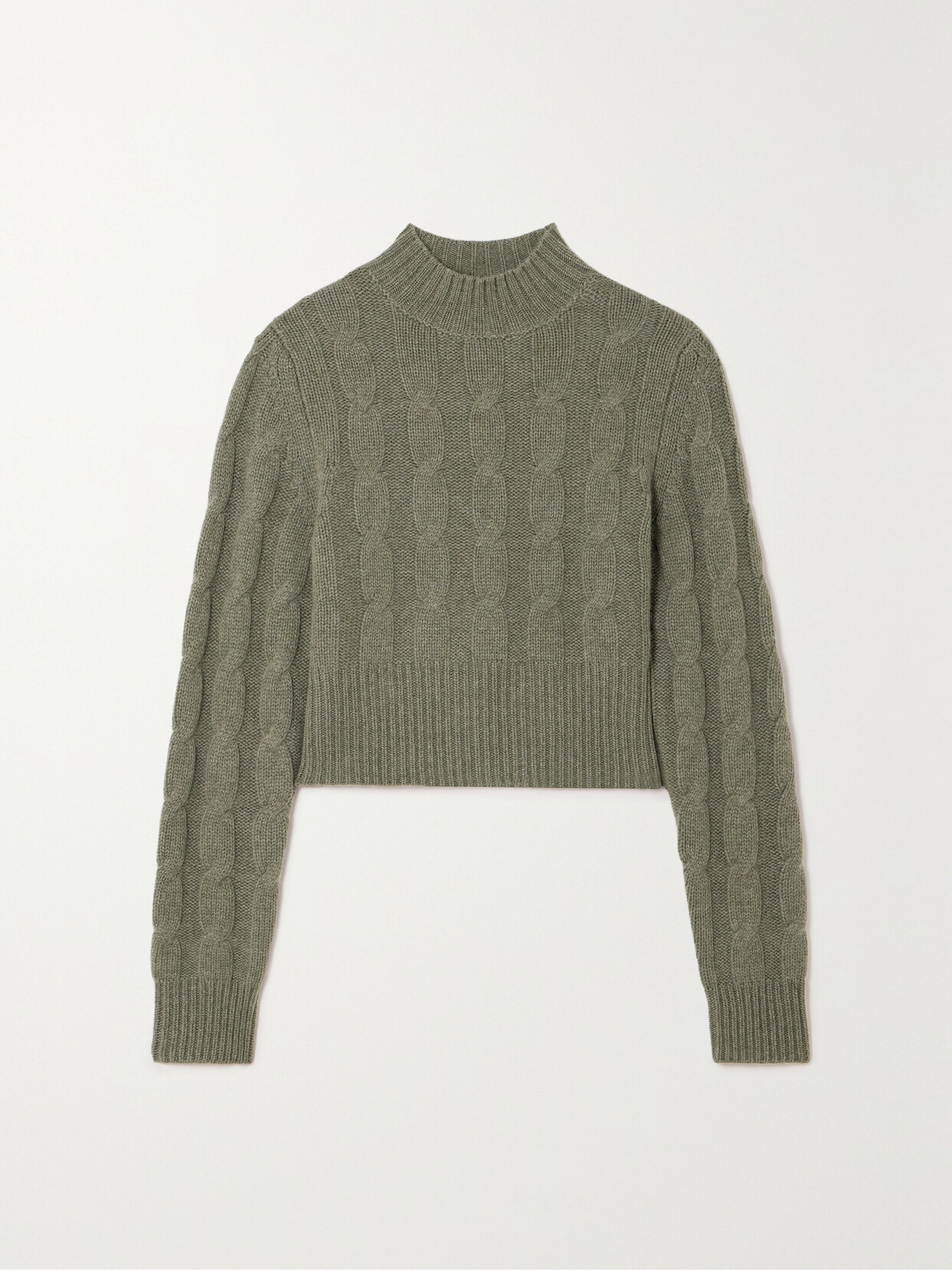 Le Kasha - + Net Sustain Murano Cropped Cable-knit Organic Cashmere Turtleneck Sweater - Green