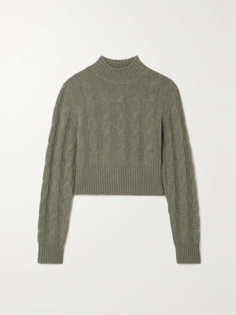 Le Kasha + Net Sustain Murano Cropped Cable-knit Organic Cashmere Turtleneck Sweater