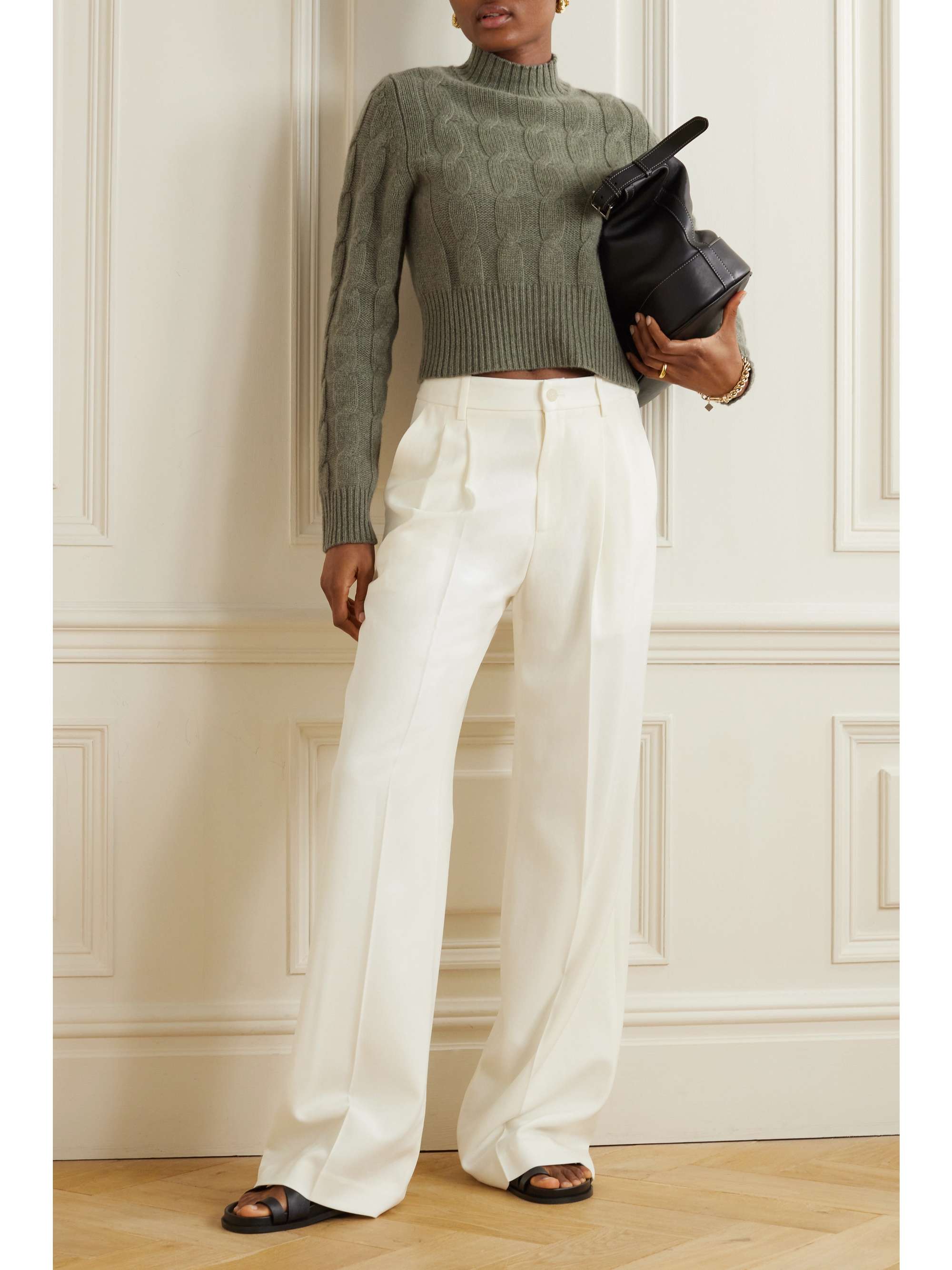LE KASHA + NET SUSTAIN Murano cropped cable-knit organic LE KASHA + NET SUSTAIN Murano cropped cable-knit organic