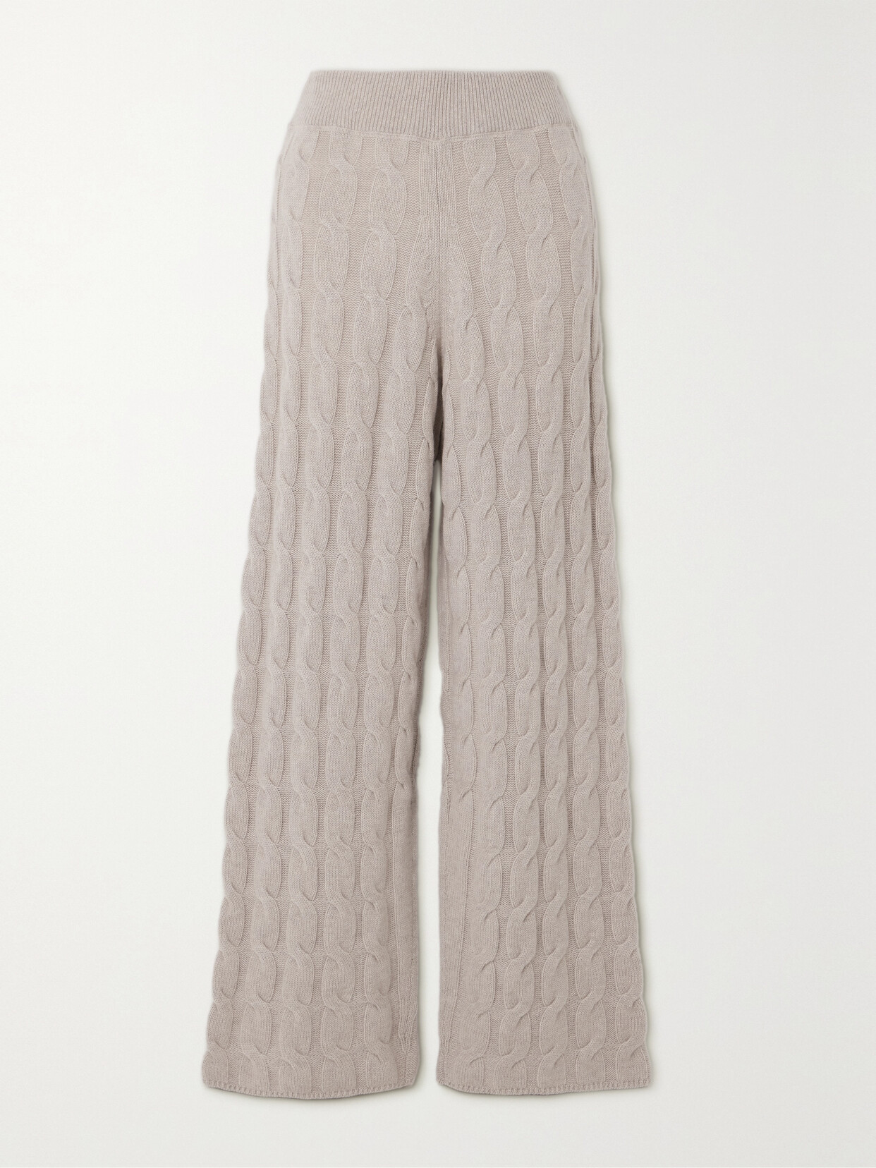 Le Kasha - Trevise Cable-knit Organic Cashmere Wide-leg Pants - Brown