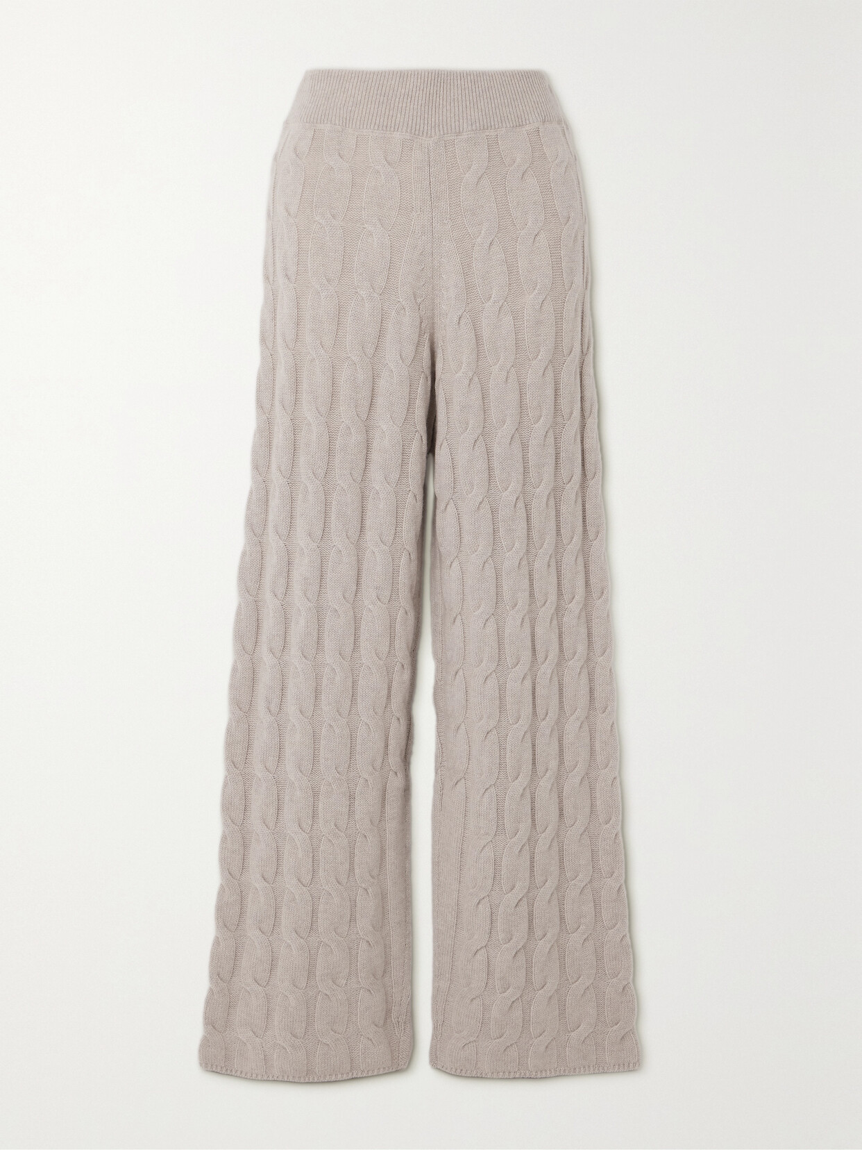 Le Kasha - Trevise Cable-knit Organic Cashmere Wide-leg Pants - Brown