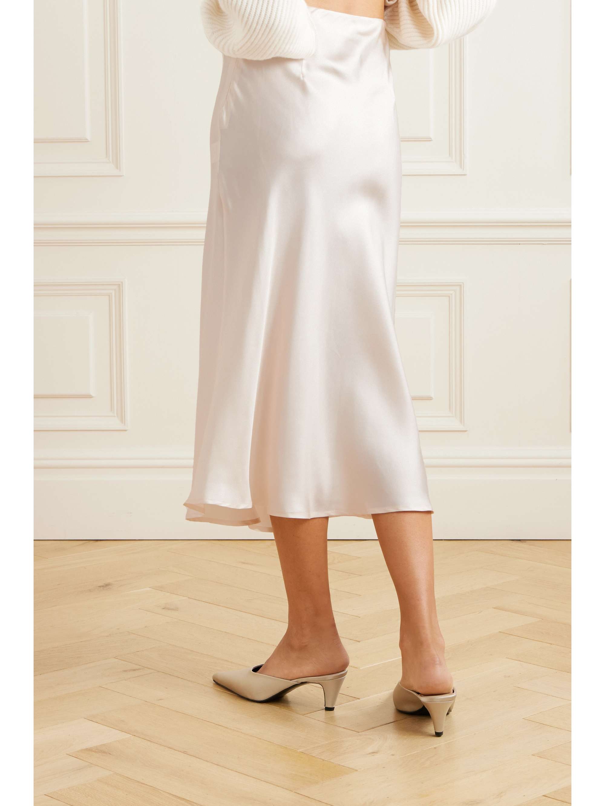 LE KASHA Silk-satin midi skirt