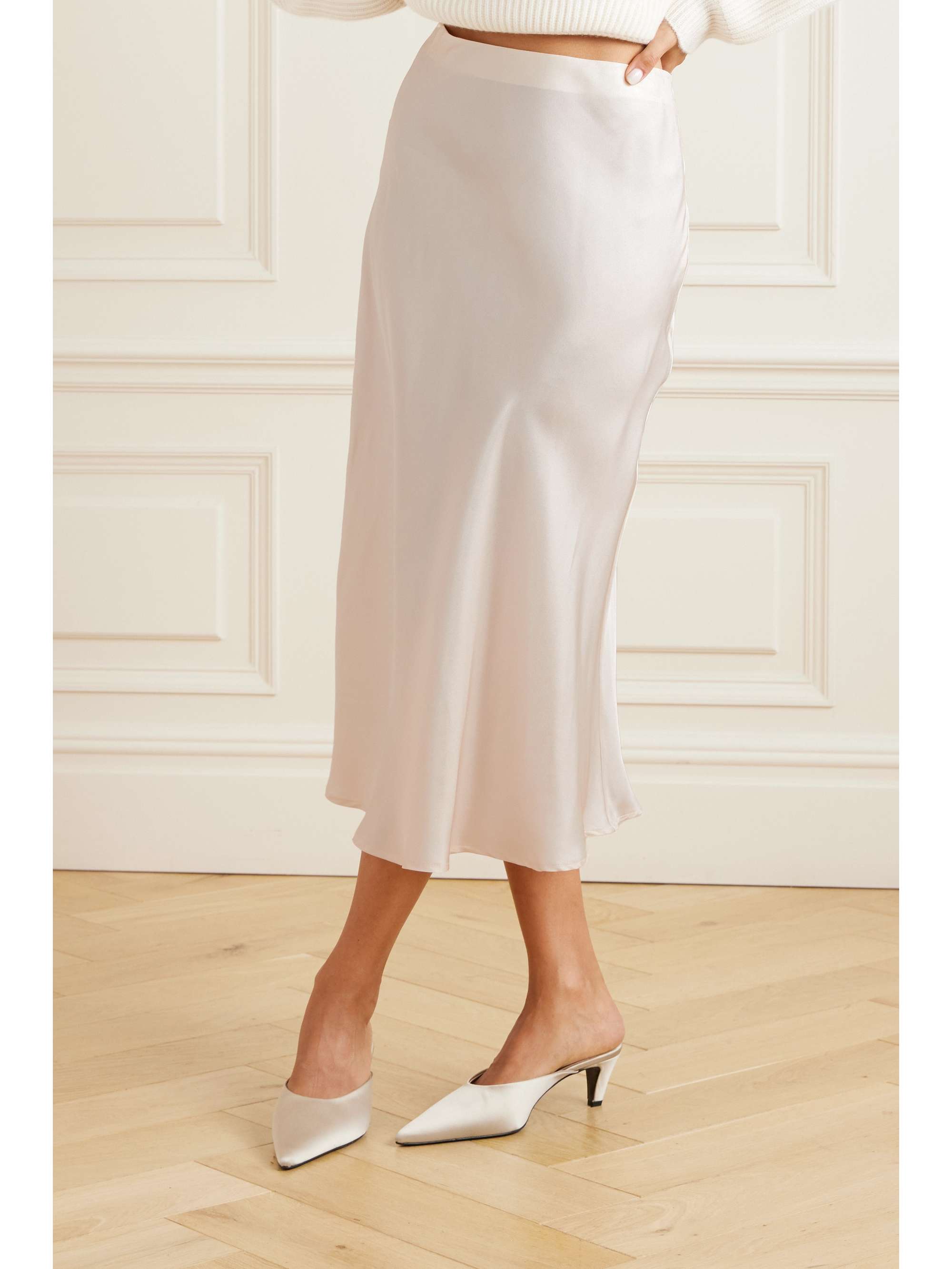 LE KASHA Silk-satin midi skirt